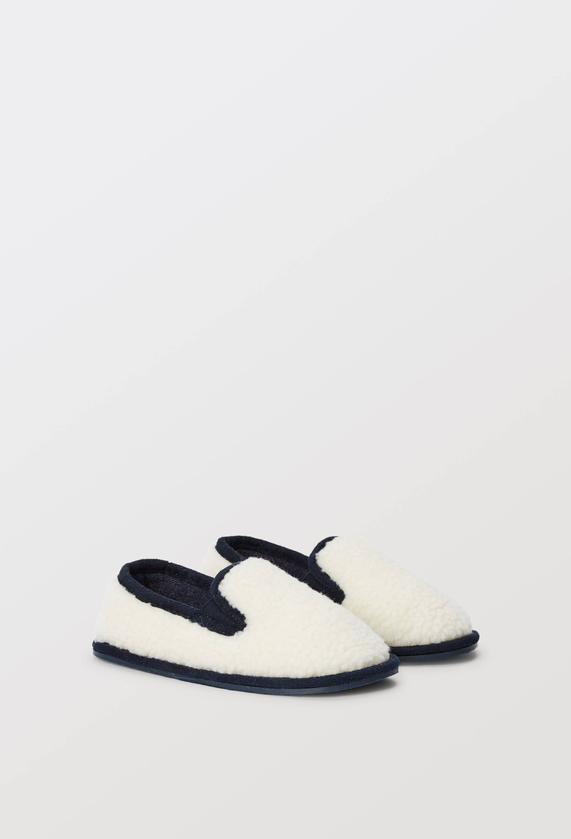 Chaussons mocassins bicolore effet sherpa, Ecru, large image number 4