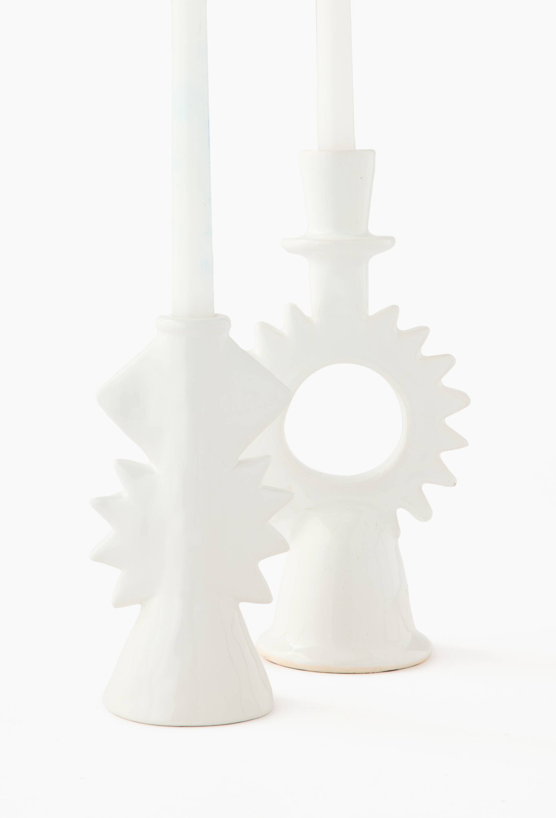 Bougeoir soleil en terre cuite, H32cm, Fabriqu&eacute; au Maroc, Blanc, large image number 1.0