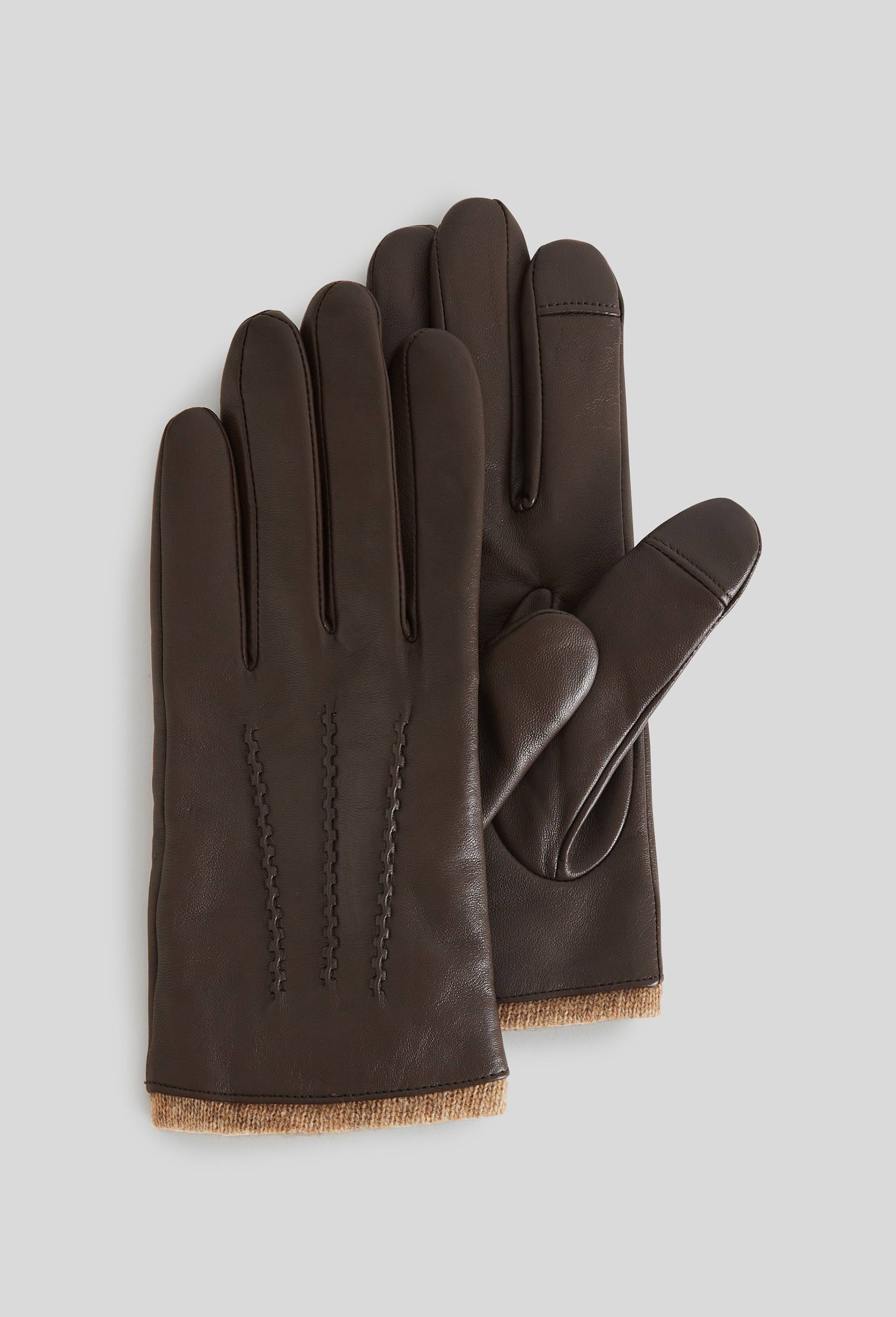 Gants tactiles en cuir, Brun, large image number 1