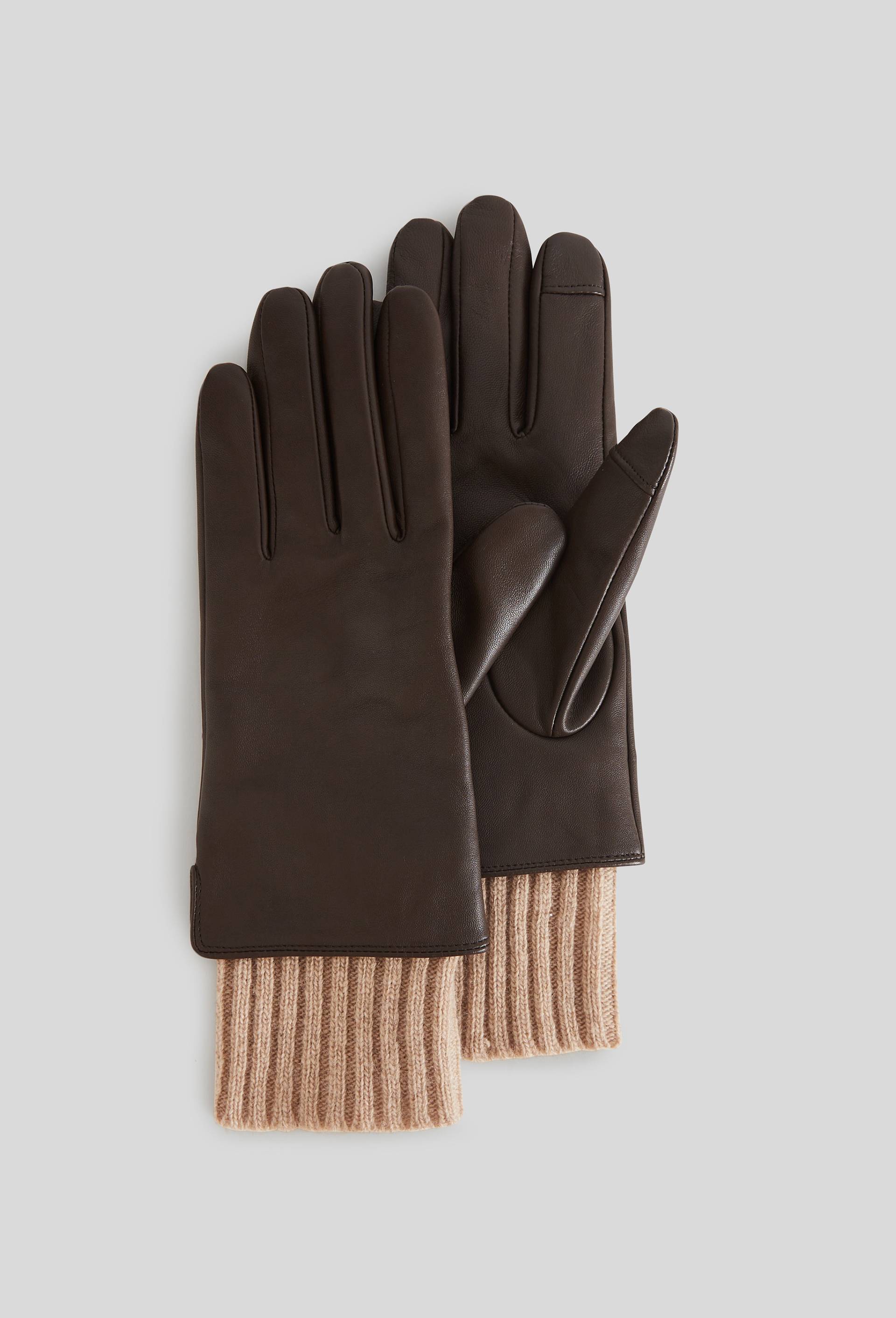 Gants à manchon en cuir, Brun, large image number 0