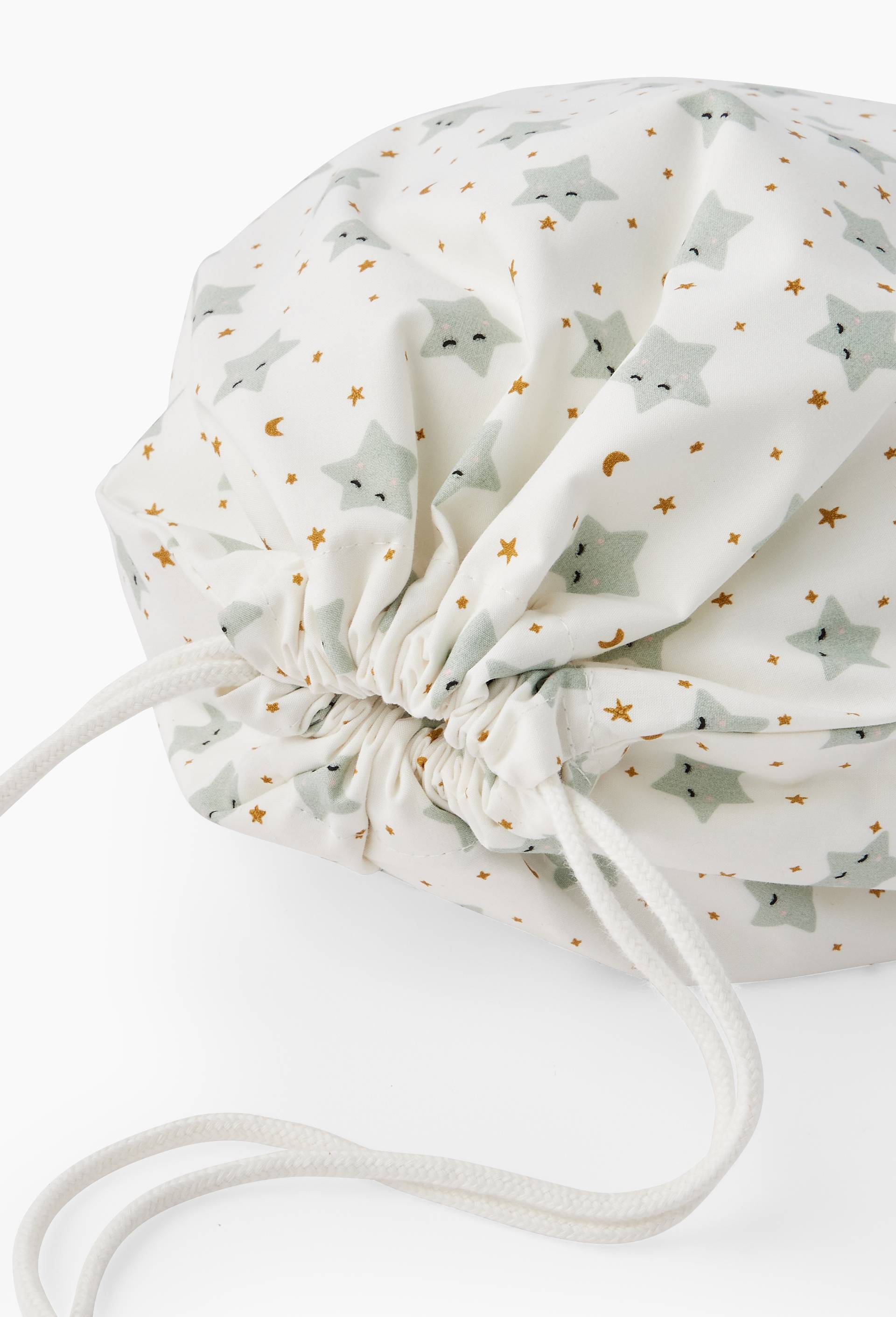 Sac range pyjama imprimé étoile, 30x40cm, coton bio, Vert clair, large image number 1