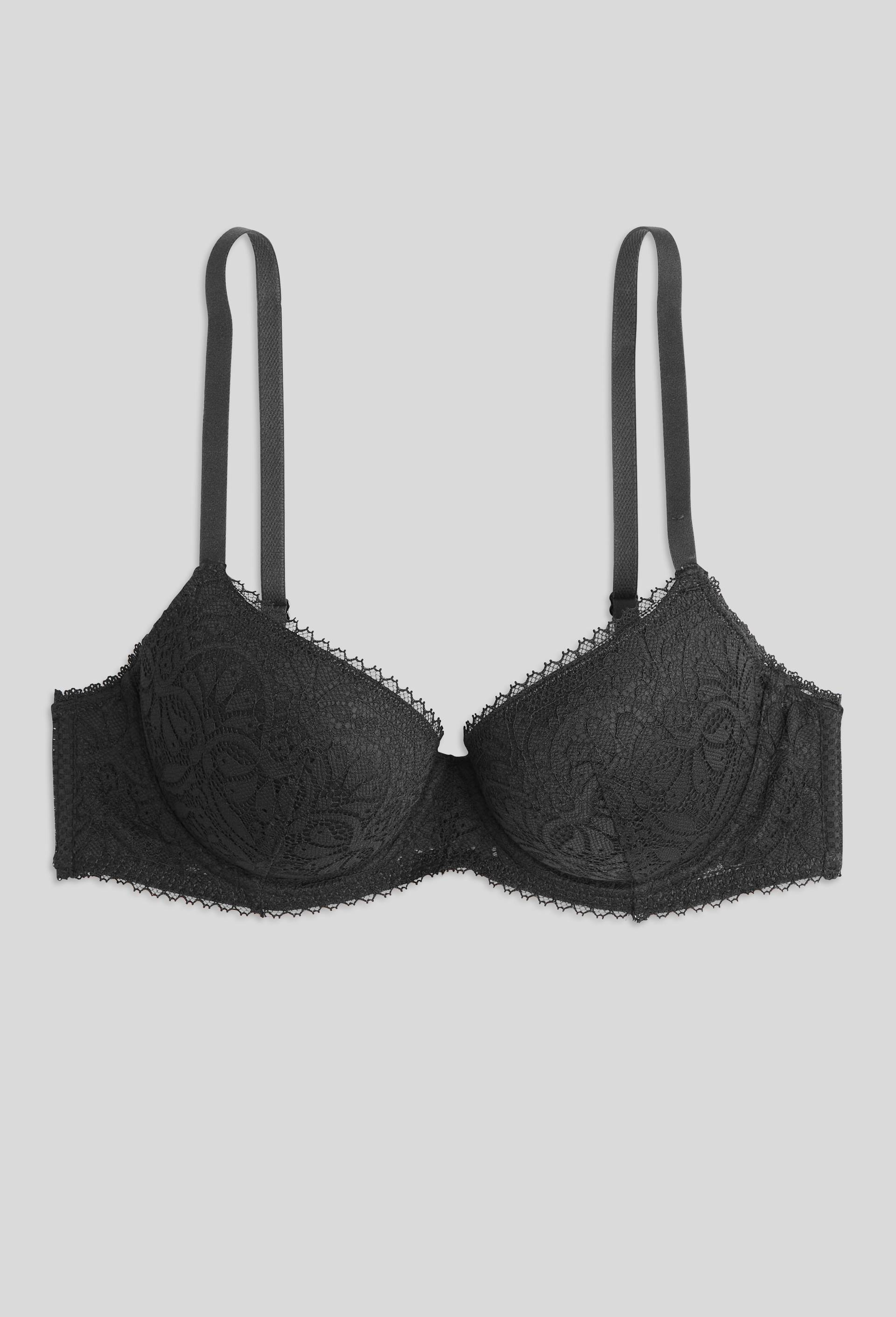 Soutien gorge corbeille paddé DOLMA en dentelle, Oeko-Tex, Noir, large image number 2