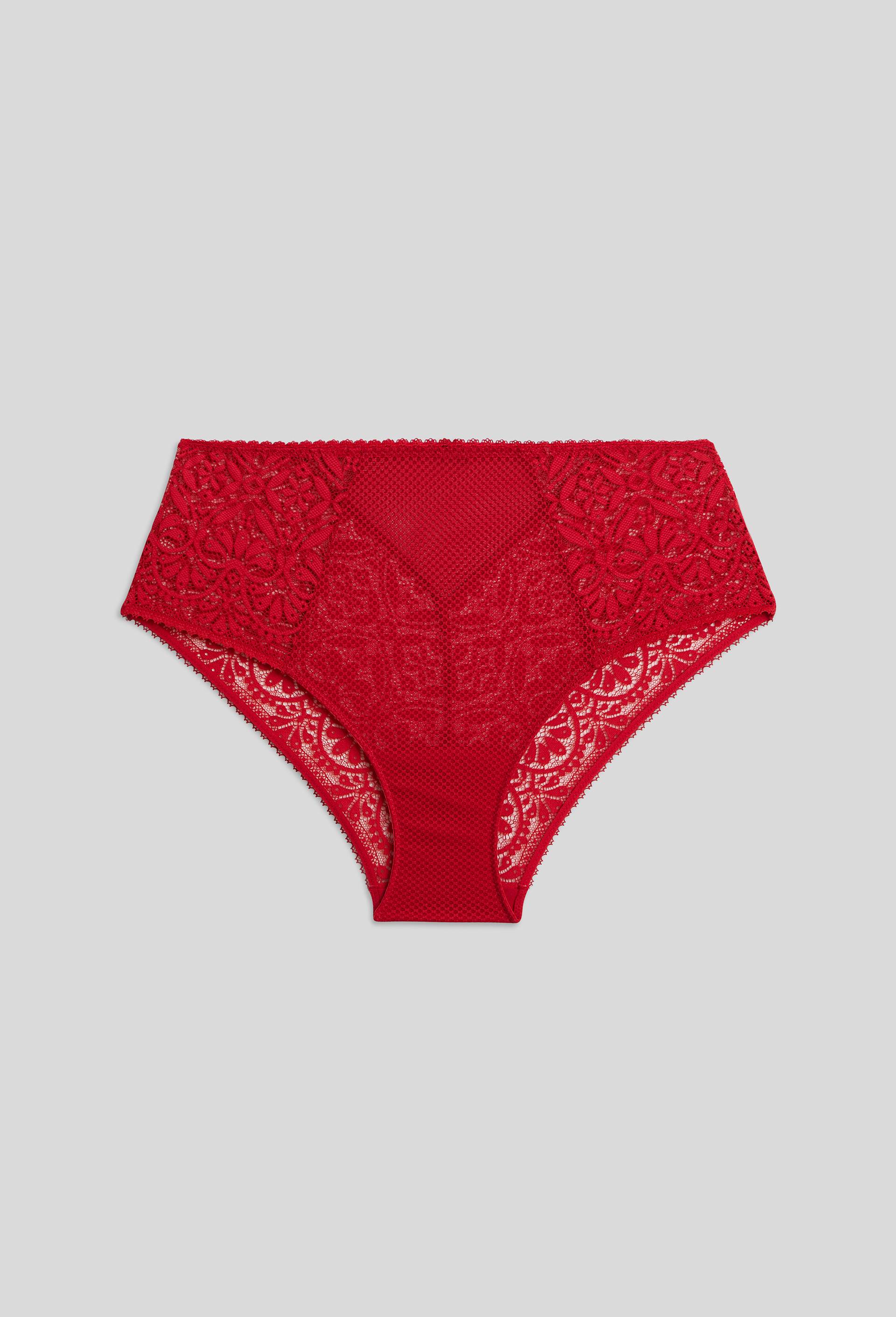 Culotte taille haute DOLMA en dentelle, Oeko-Tex, Rouge, large image number 0.0