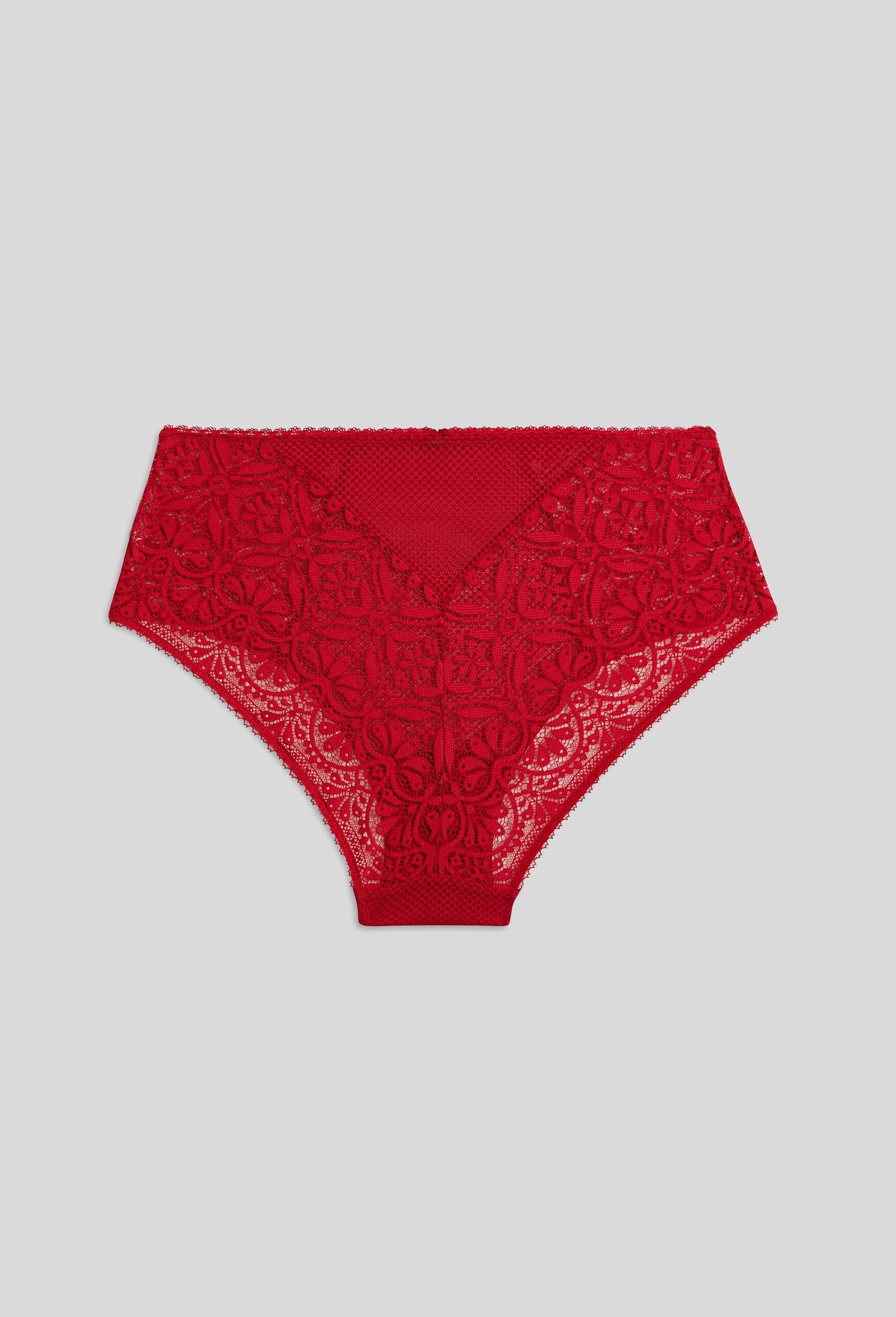 Culotte taille haute DOLMA en dentelle, Oeko-Tex, Rouge, large image number 1