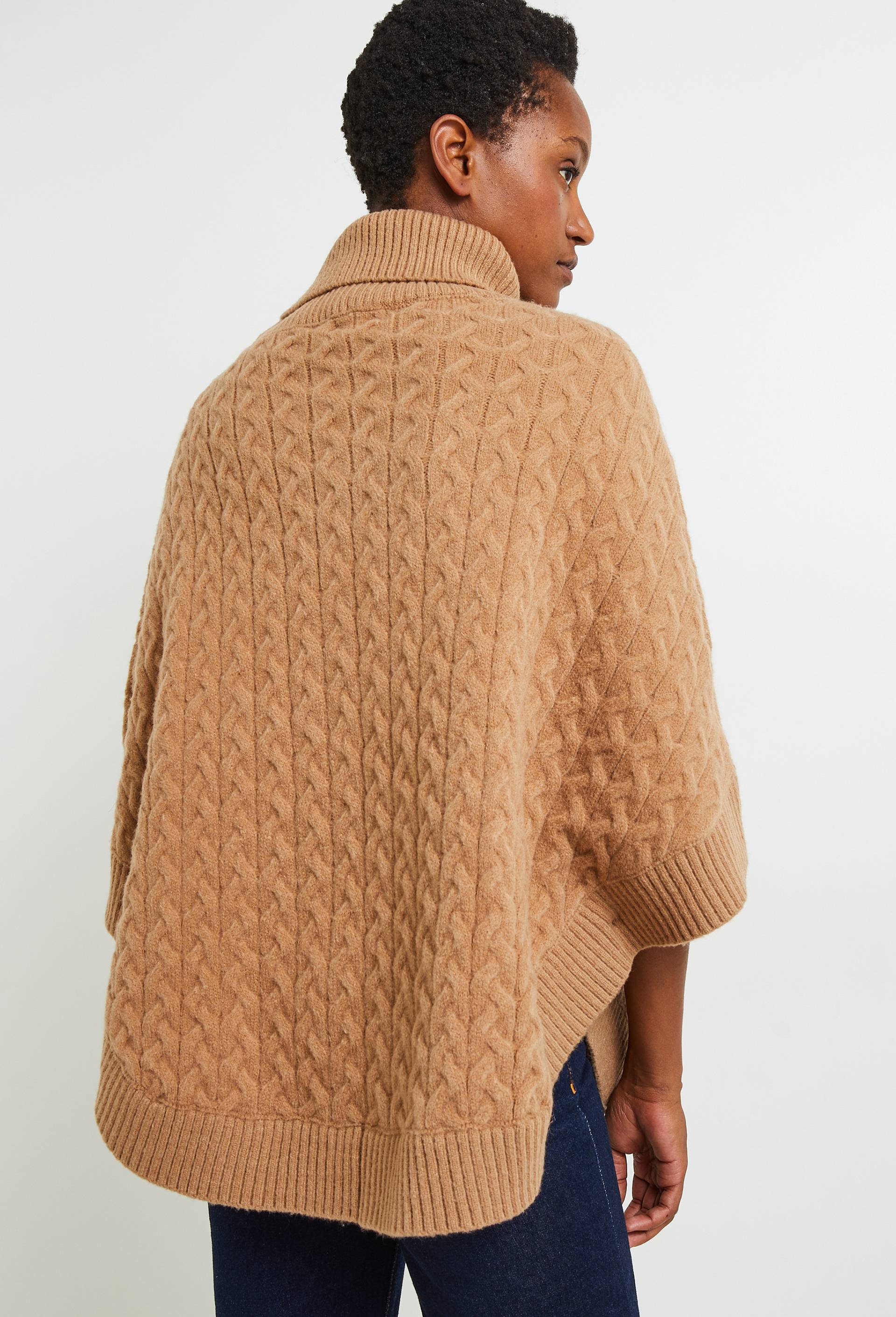 Poncho contenant de la laine, Beige, large image number 3
