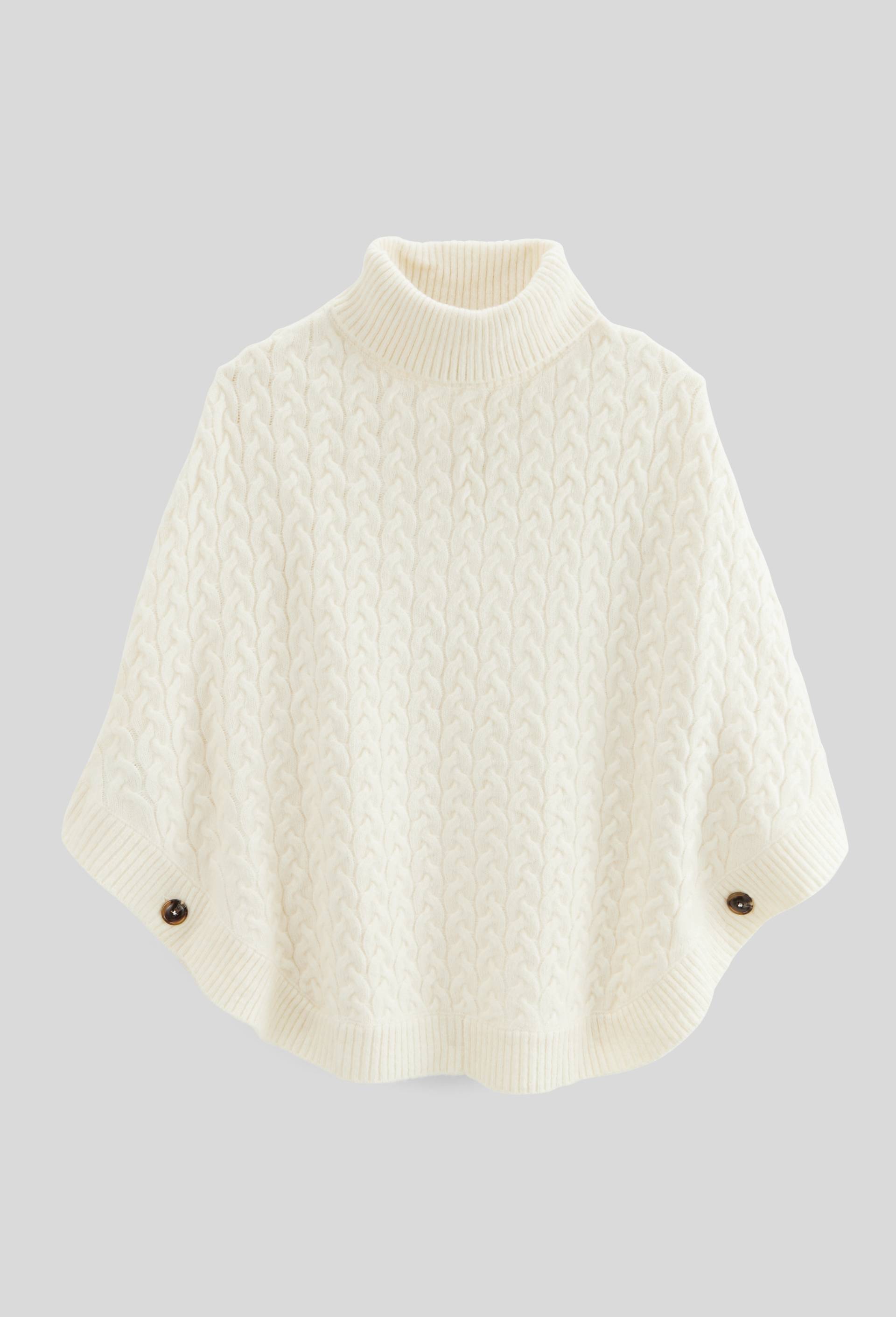Poncho contenant de la laine, Ecru, large image number 2