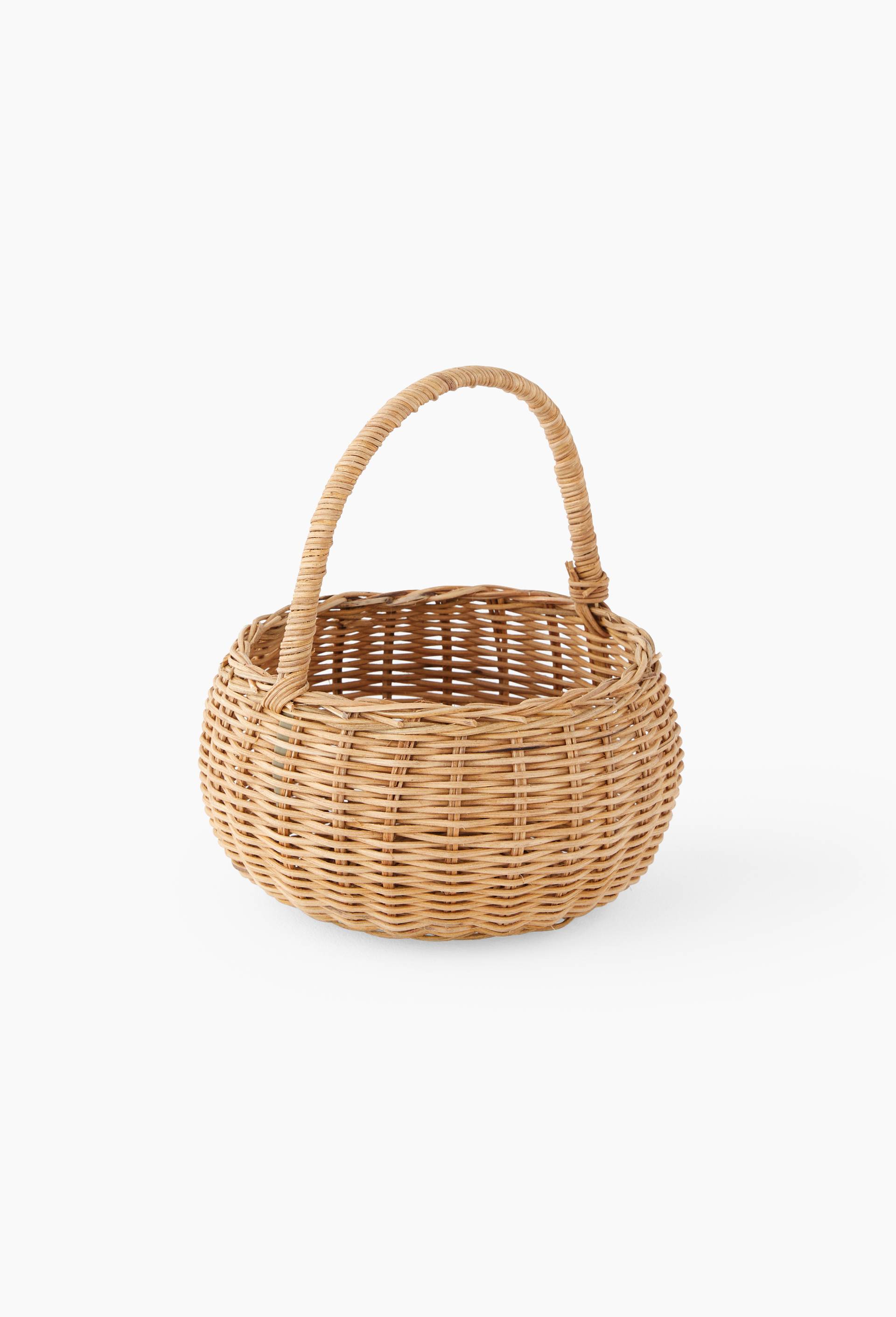 Panier rond avec anse en rotin,  D22 x H25 cm, Brun, large image number 0.0