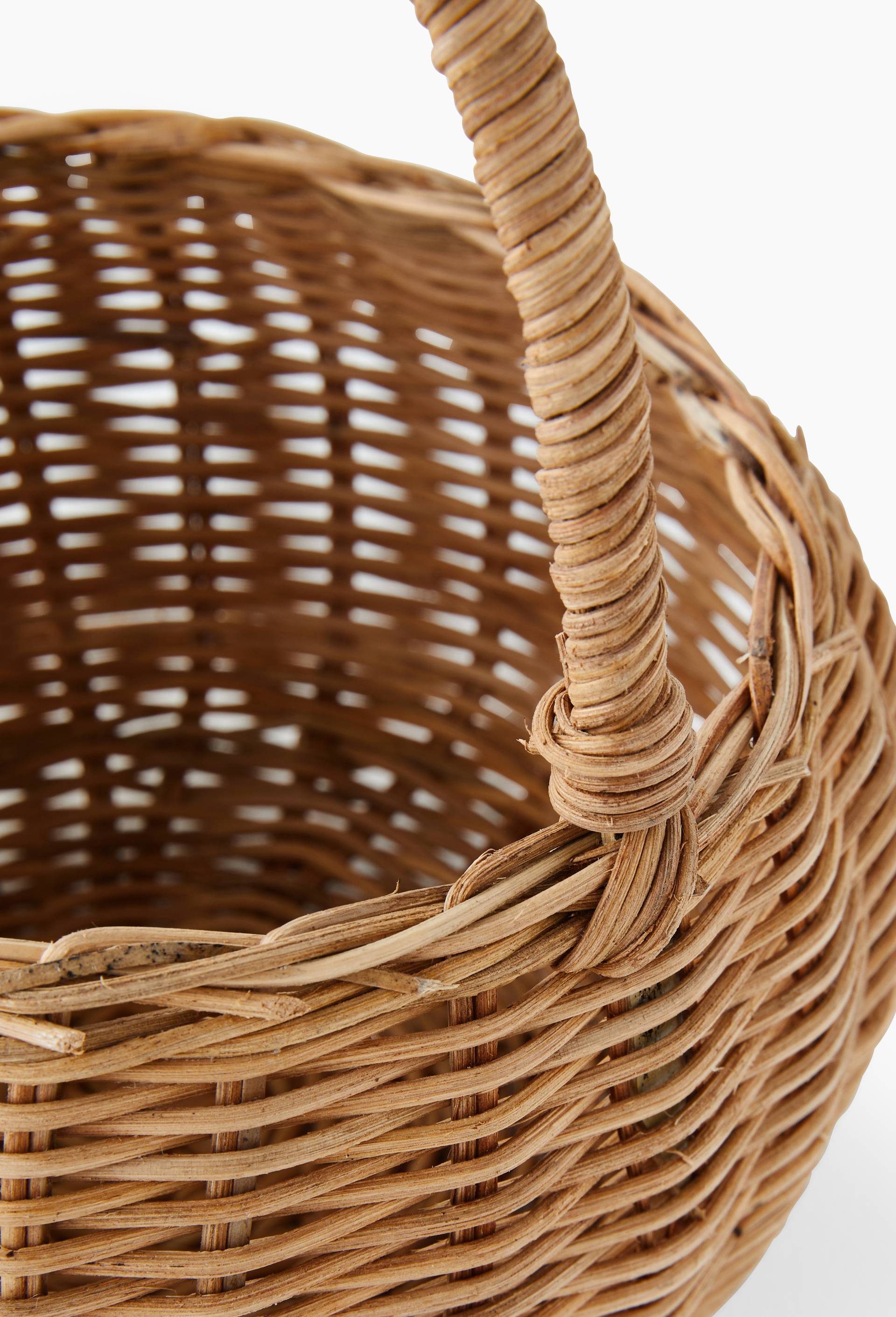 Panier rond avec anse en rotin,  D22 x H25 cm, Brun, large image number 1.0