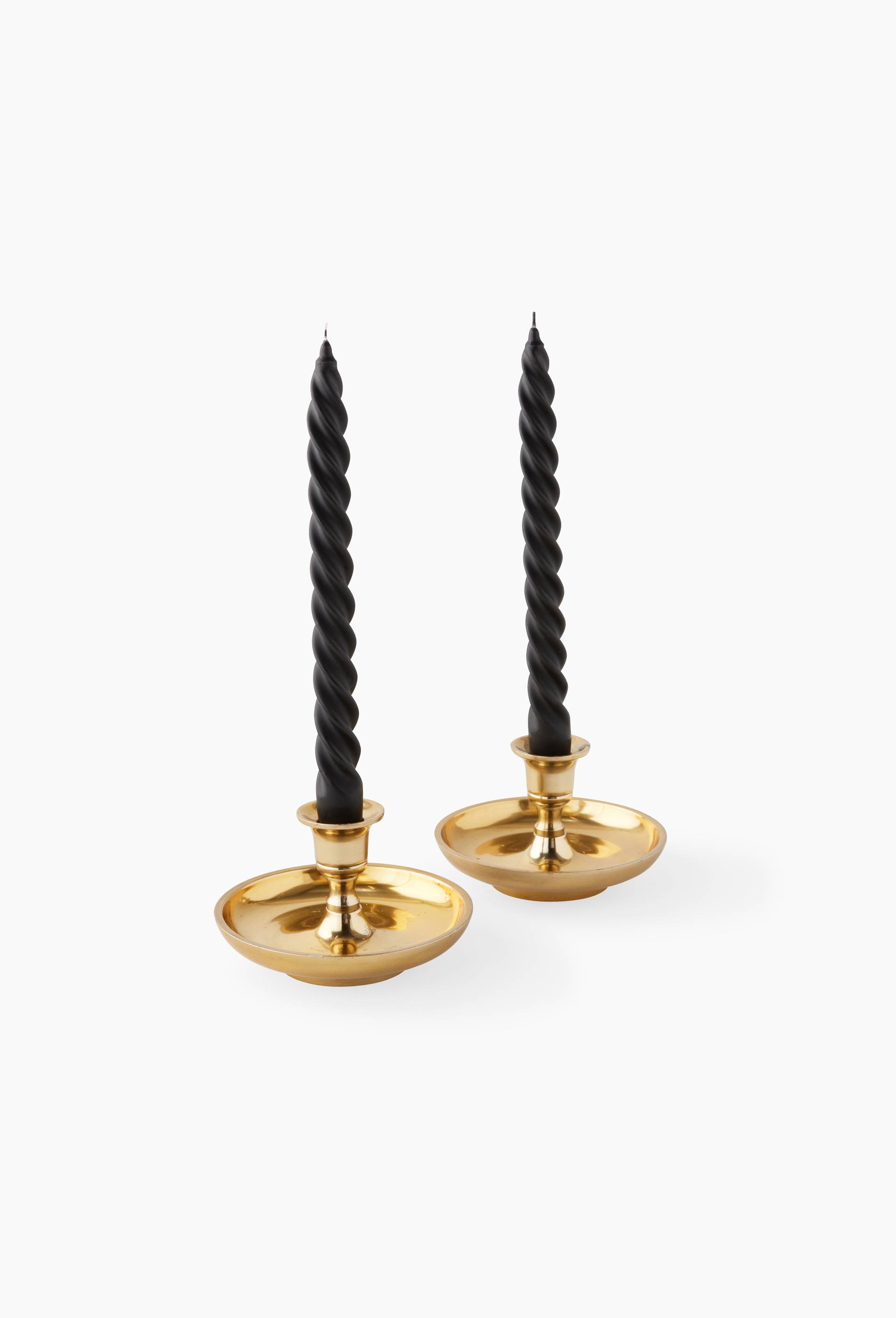 Lot de 2 bougies flambeaux torsadées, 25cm, en cire, Noir, large image number 0