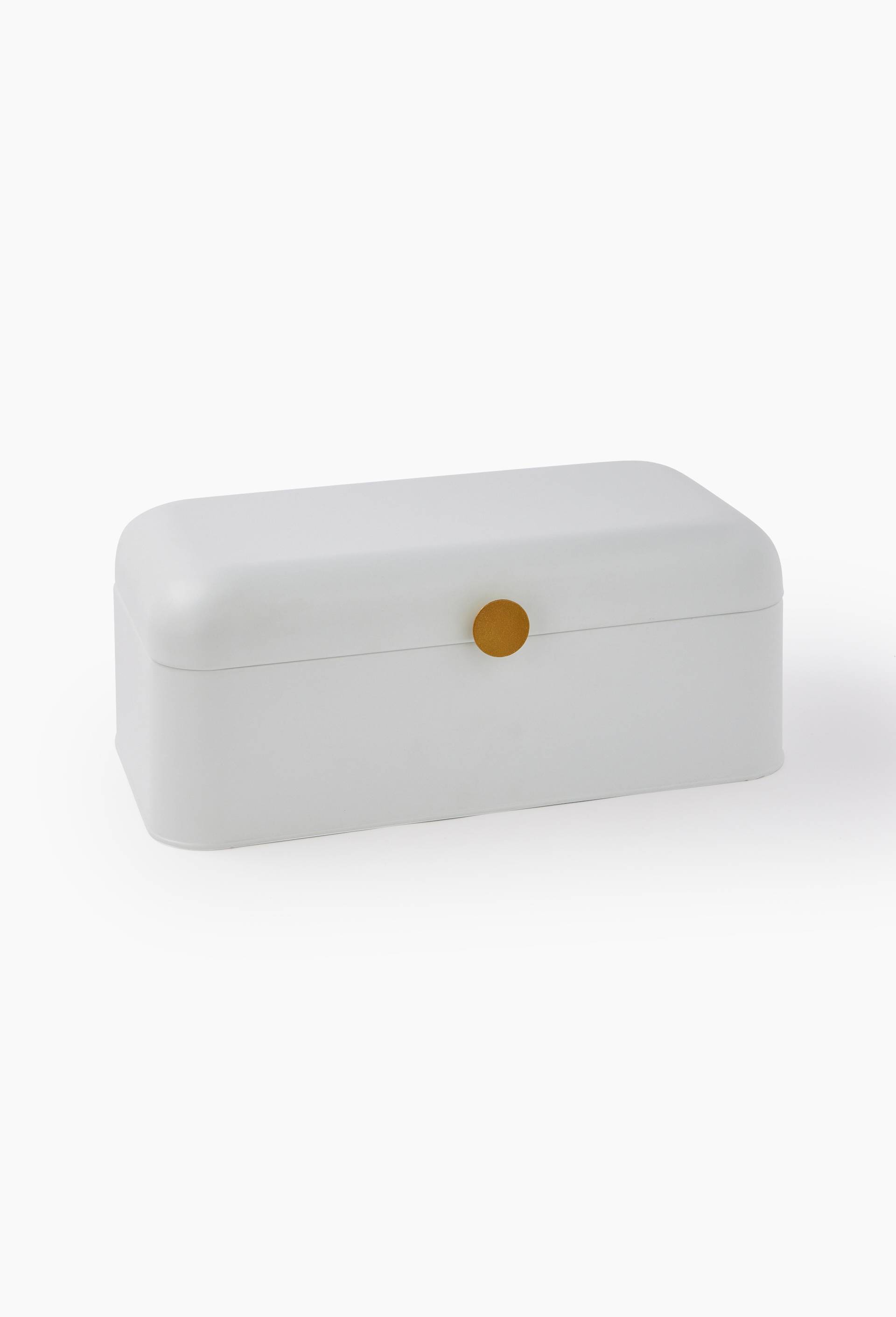 Boite avec bouton,  42.5x23x16.5cm, en fer, Blanc, large image number 0.0