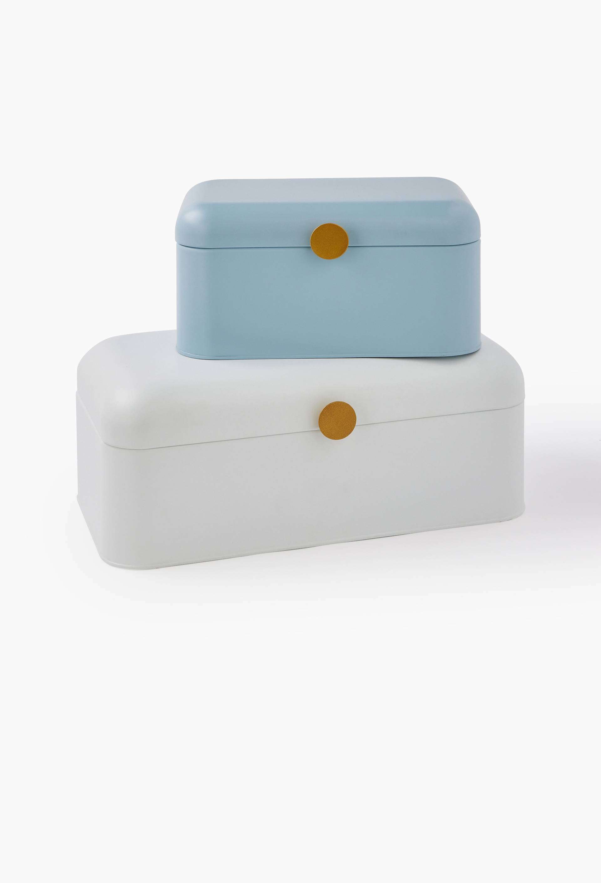 Boite avec bouton,  42.5x23x16.5cm, en fer, Blanc, large image number 1.0
