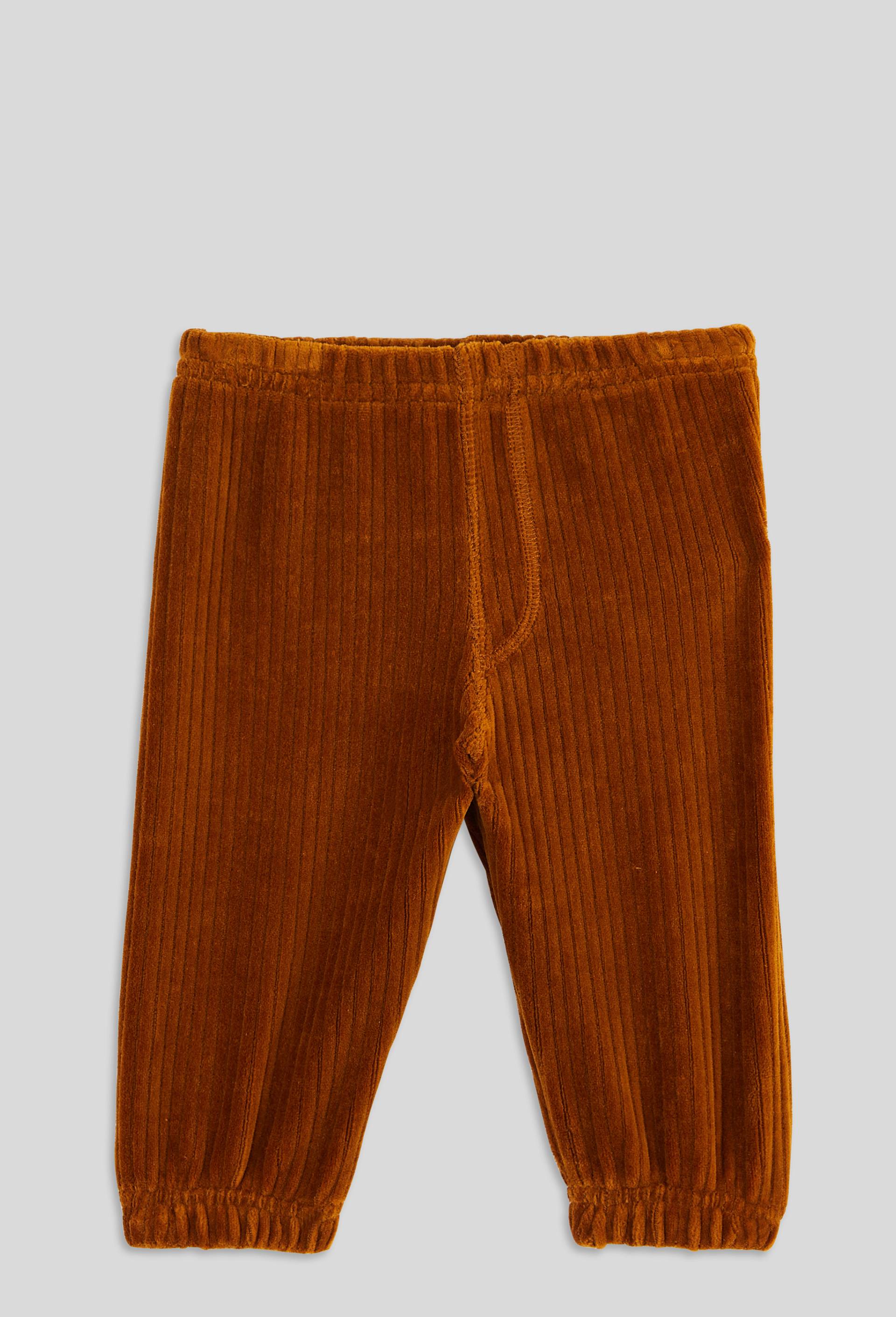 Pantalon uni en velours, Brun clair, large image number 0.0
