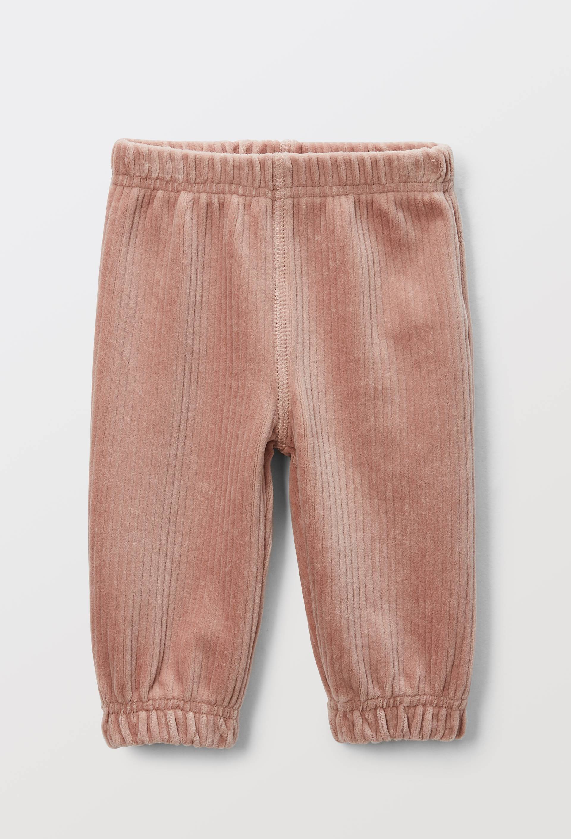 Pantalon uni en velours, Rose, large image number 0