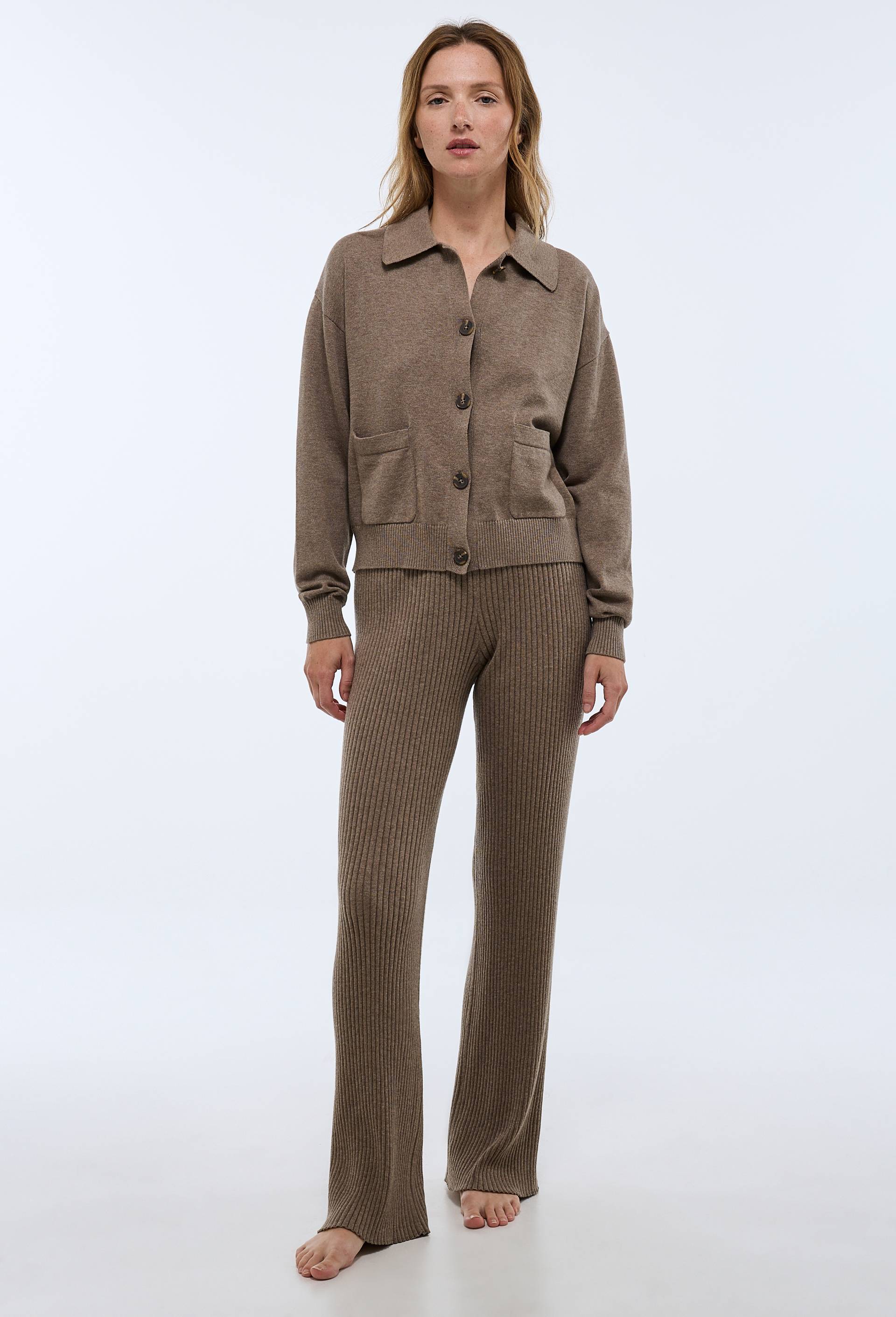 Pantalon en maille en coton cachemire, Beige, large image number 0
