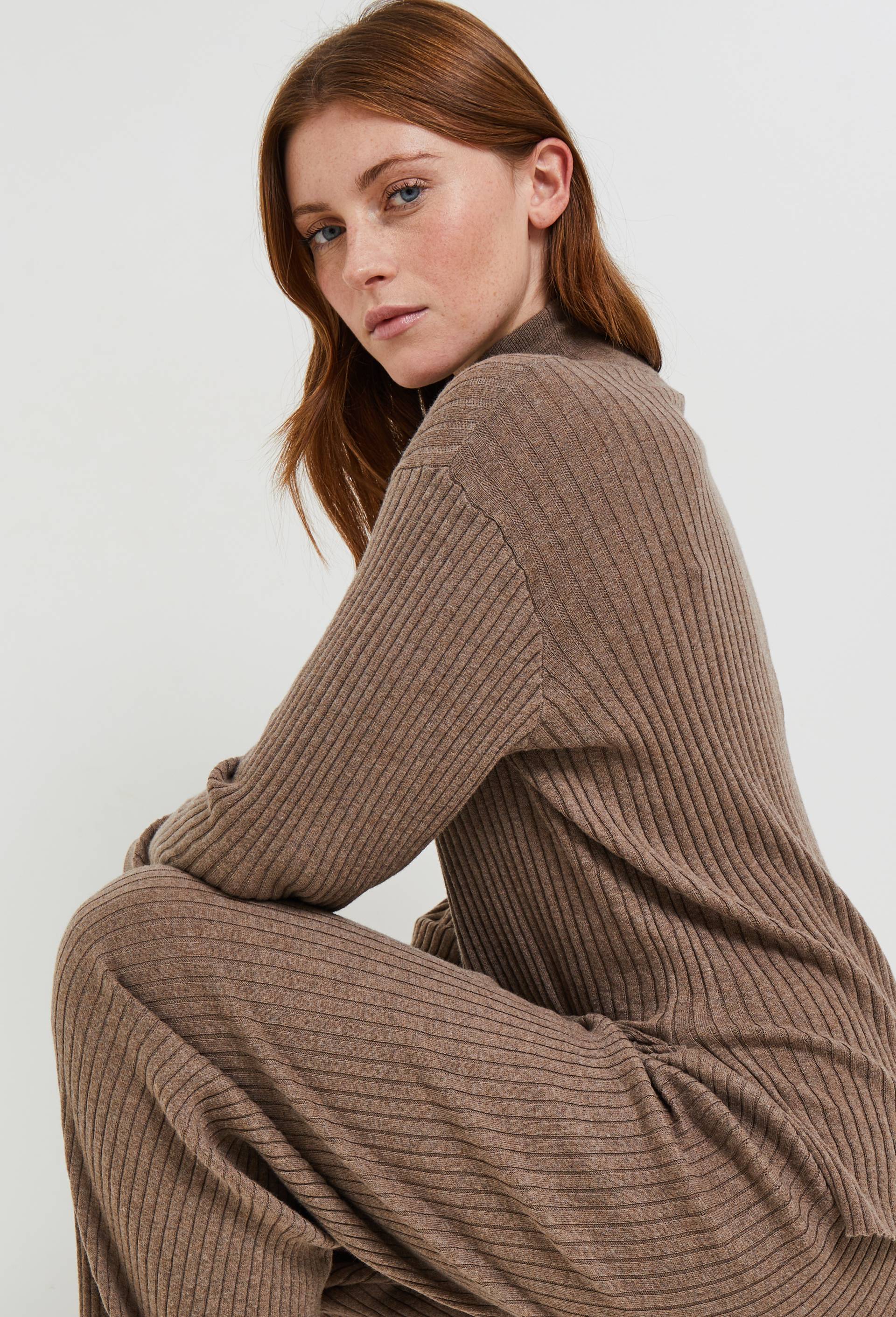 Pantalon en maille en coton cachemire, Beige, large image number 1