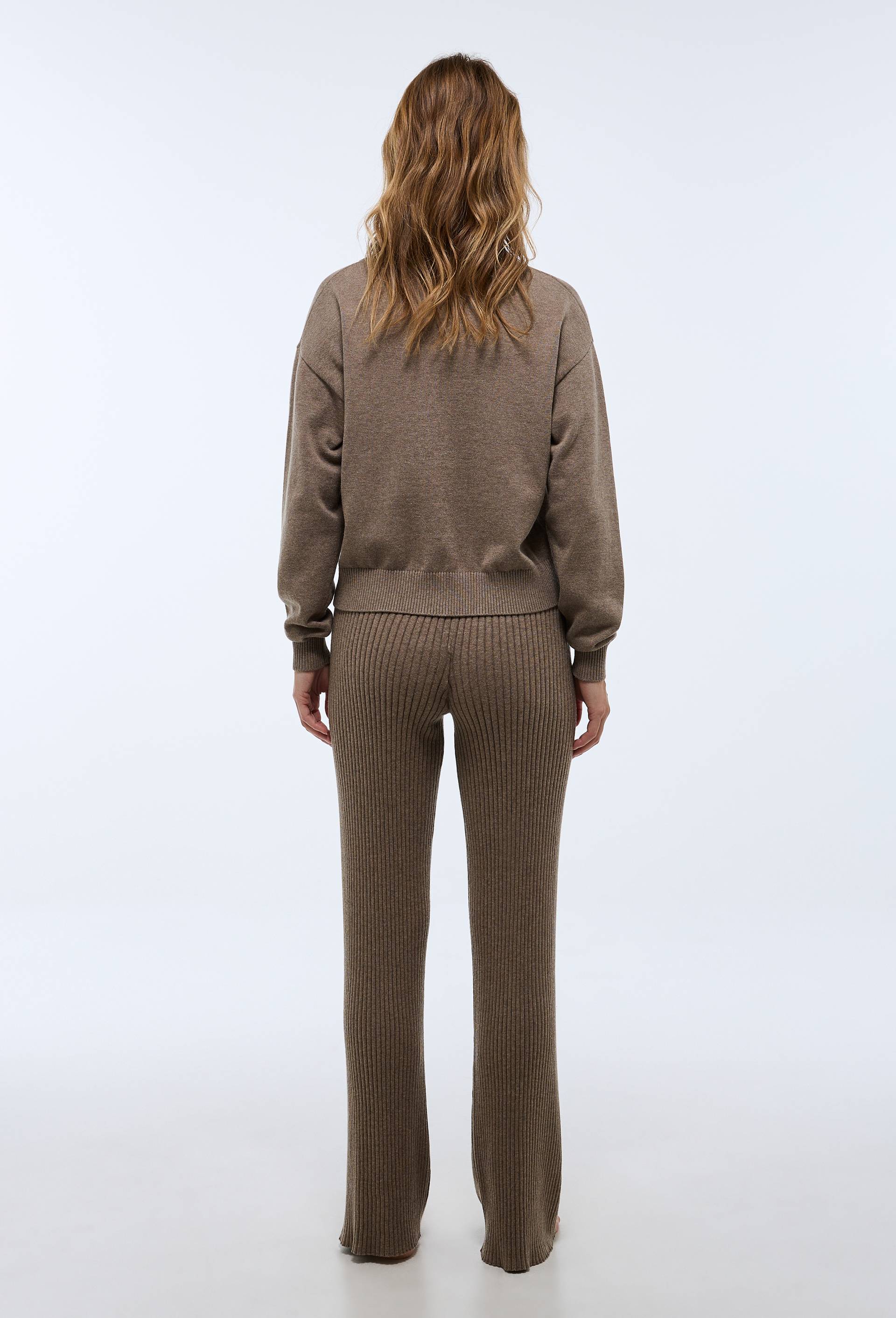 Pantalon en maille en coton cachemire, Beige, large image number 1