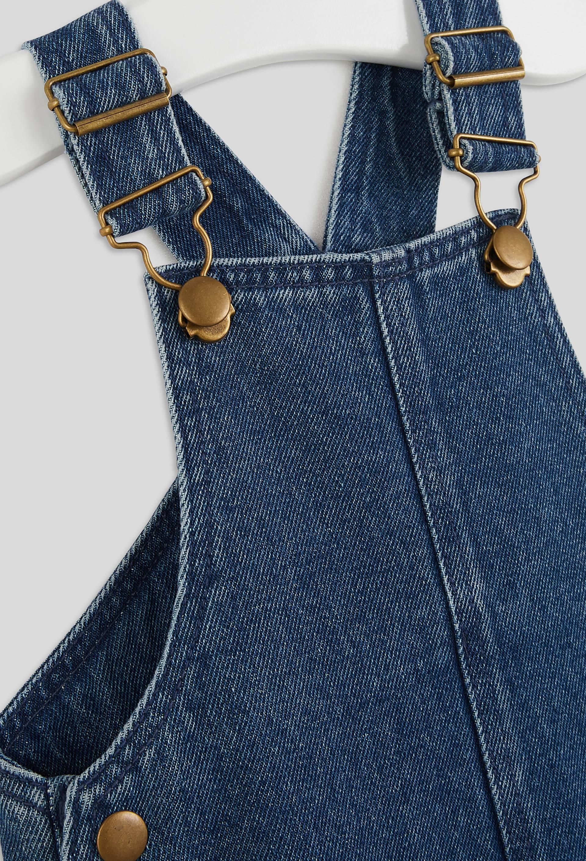 Salopette longue à bretelles en denim unie, certifié OEKO-TEX, Bleu, large image number 2