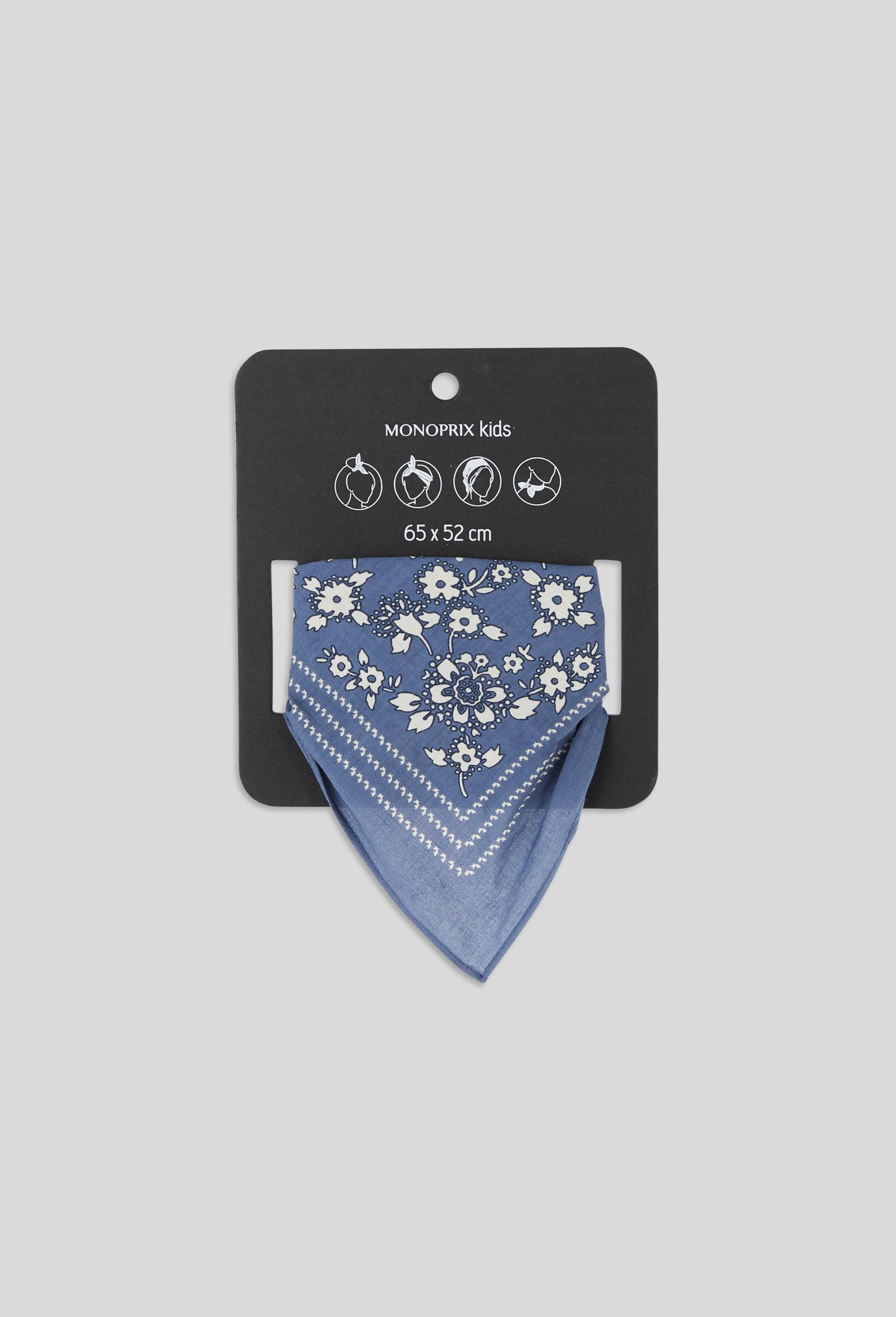 Foulard imprimé en coton, BLEU, large image number 0.0