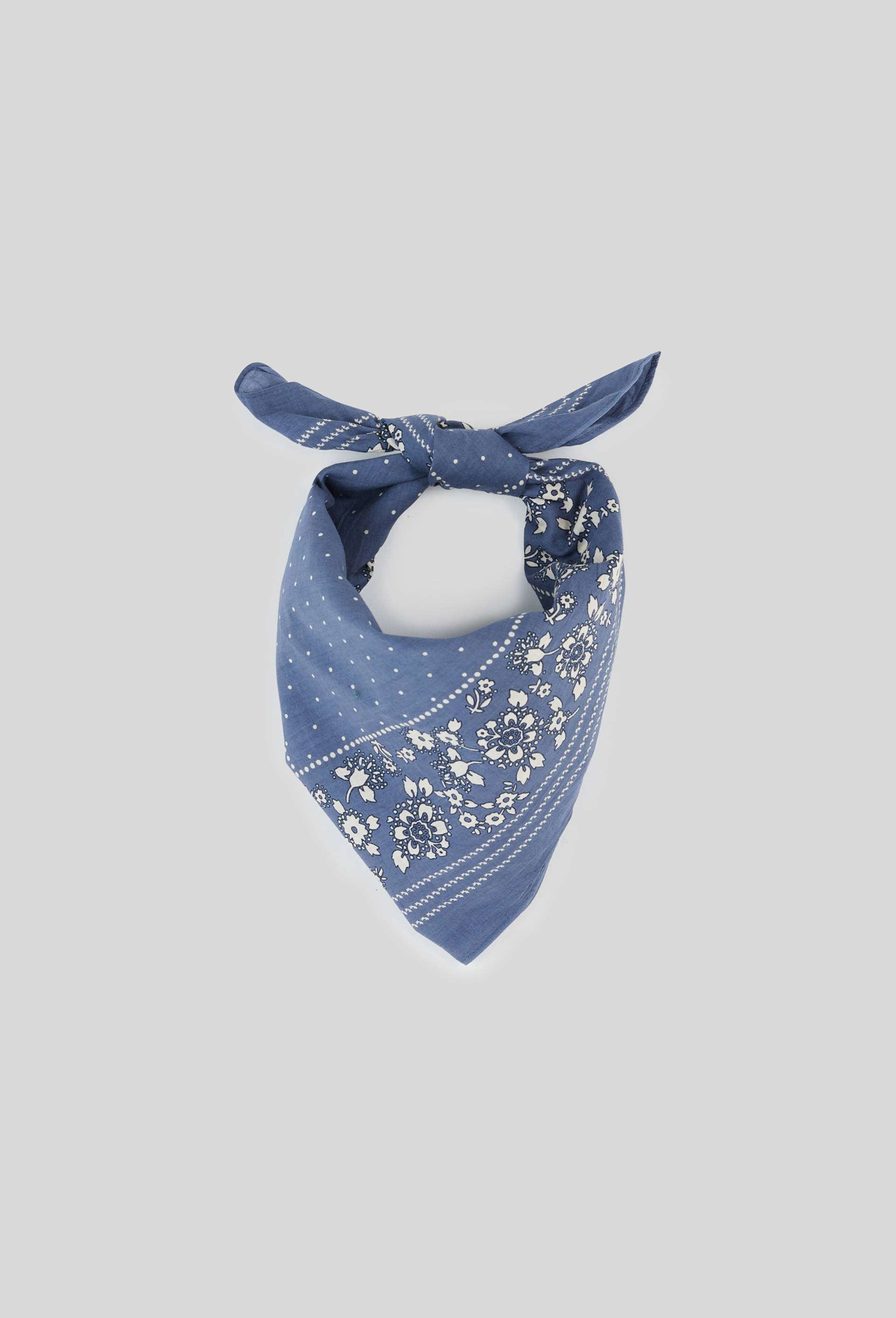 Foulard imprimé en coton, BLEU, large image number 2.0