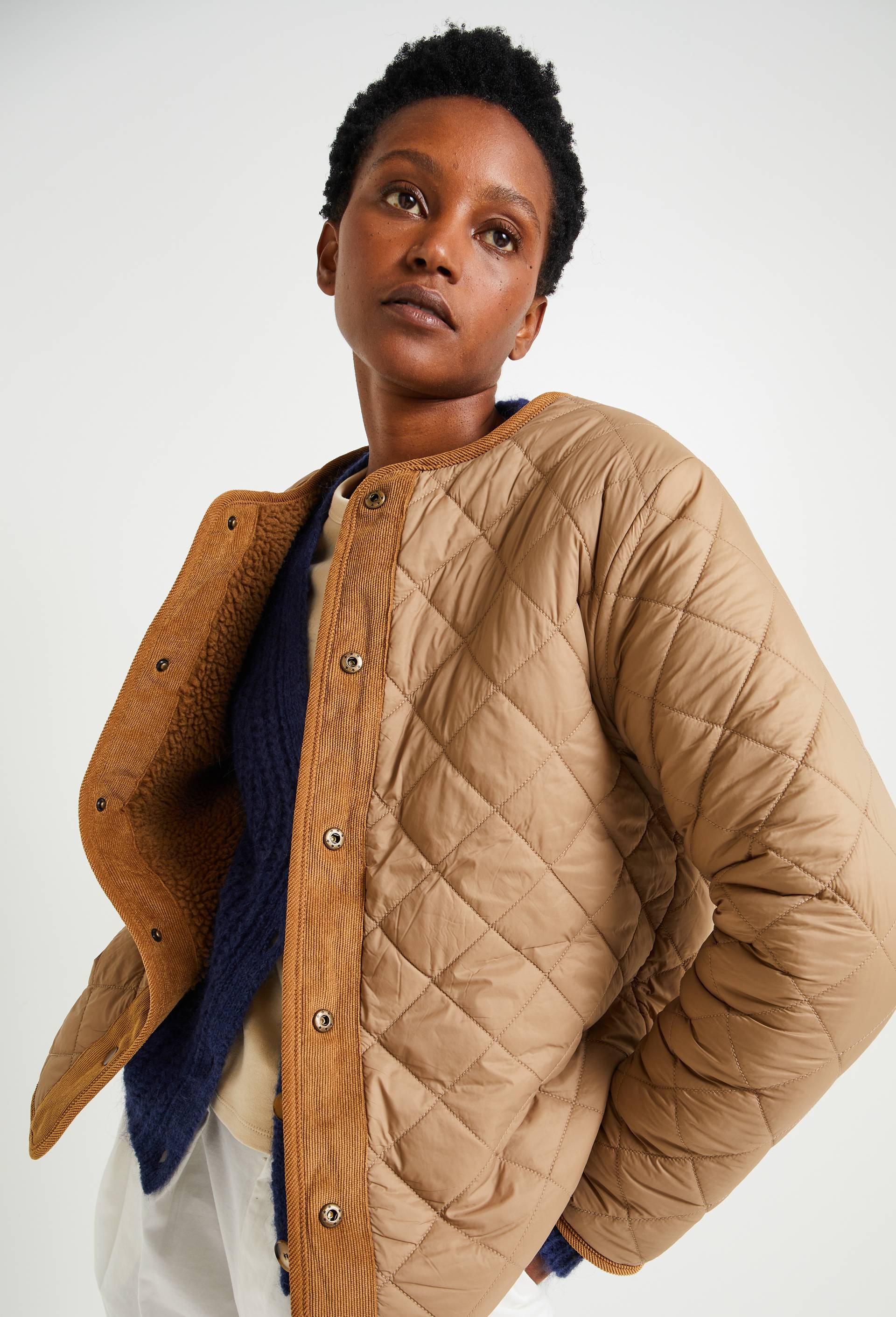 Manteau réversible col rond, Brun clair, large image number 0