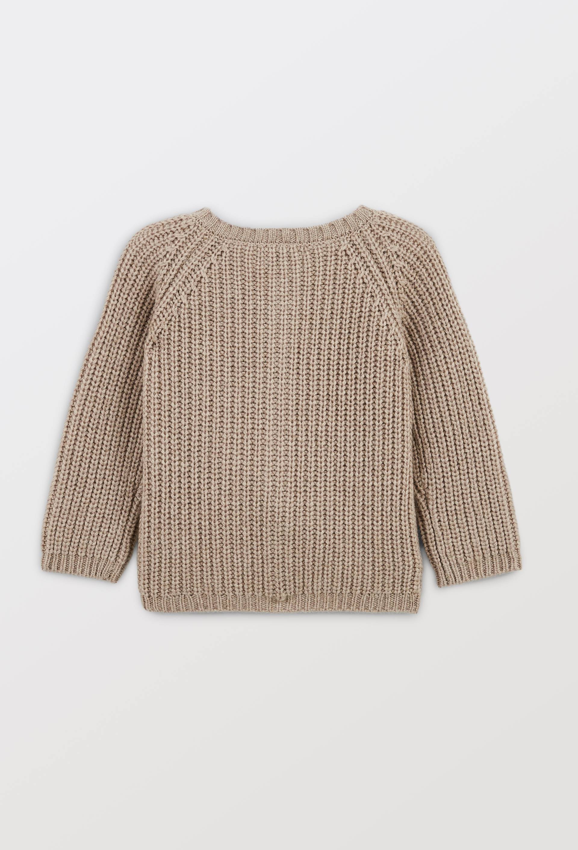 Cardigan &agrave; manches longues uni contenant de la laine, Beige, large image number 1.0
