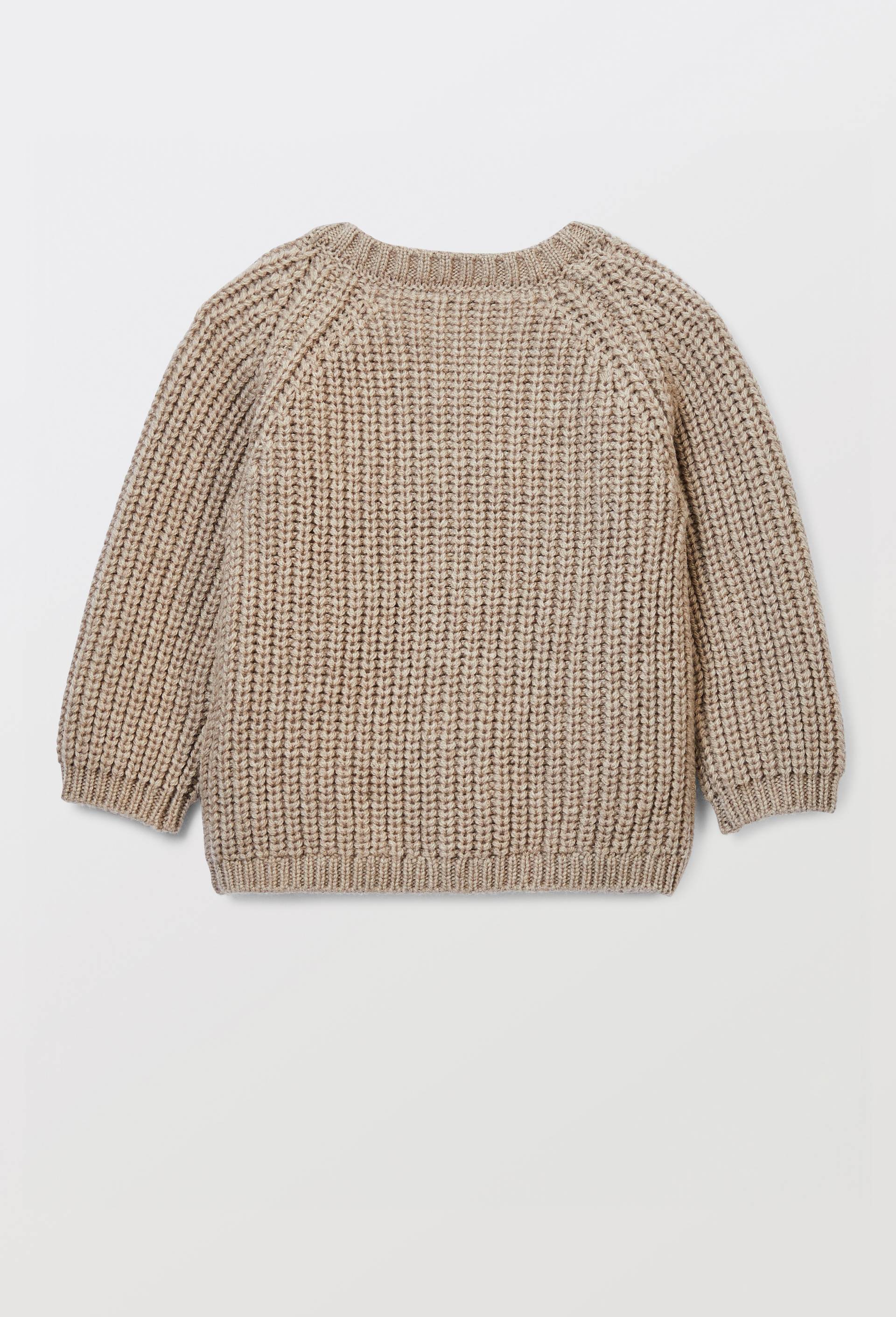 Cardigan &agrave; manches longues uni contenant de la laine, Beige, large image number 1.0