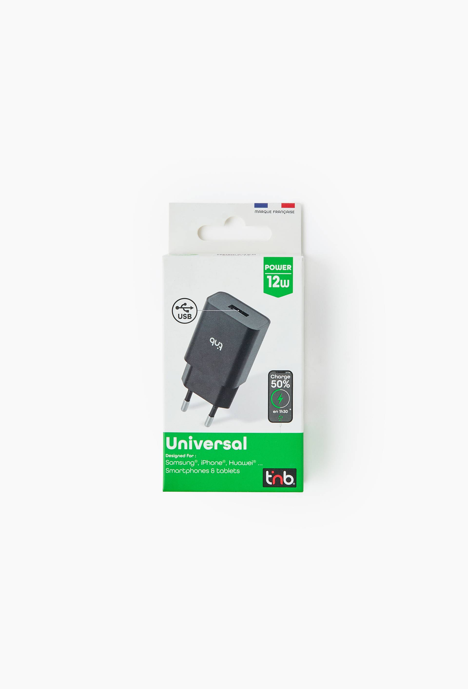 Chargeur secteur compact 1 USB 2,4A, Noir, large image number 0.0