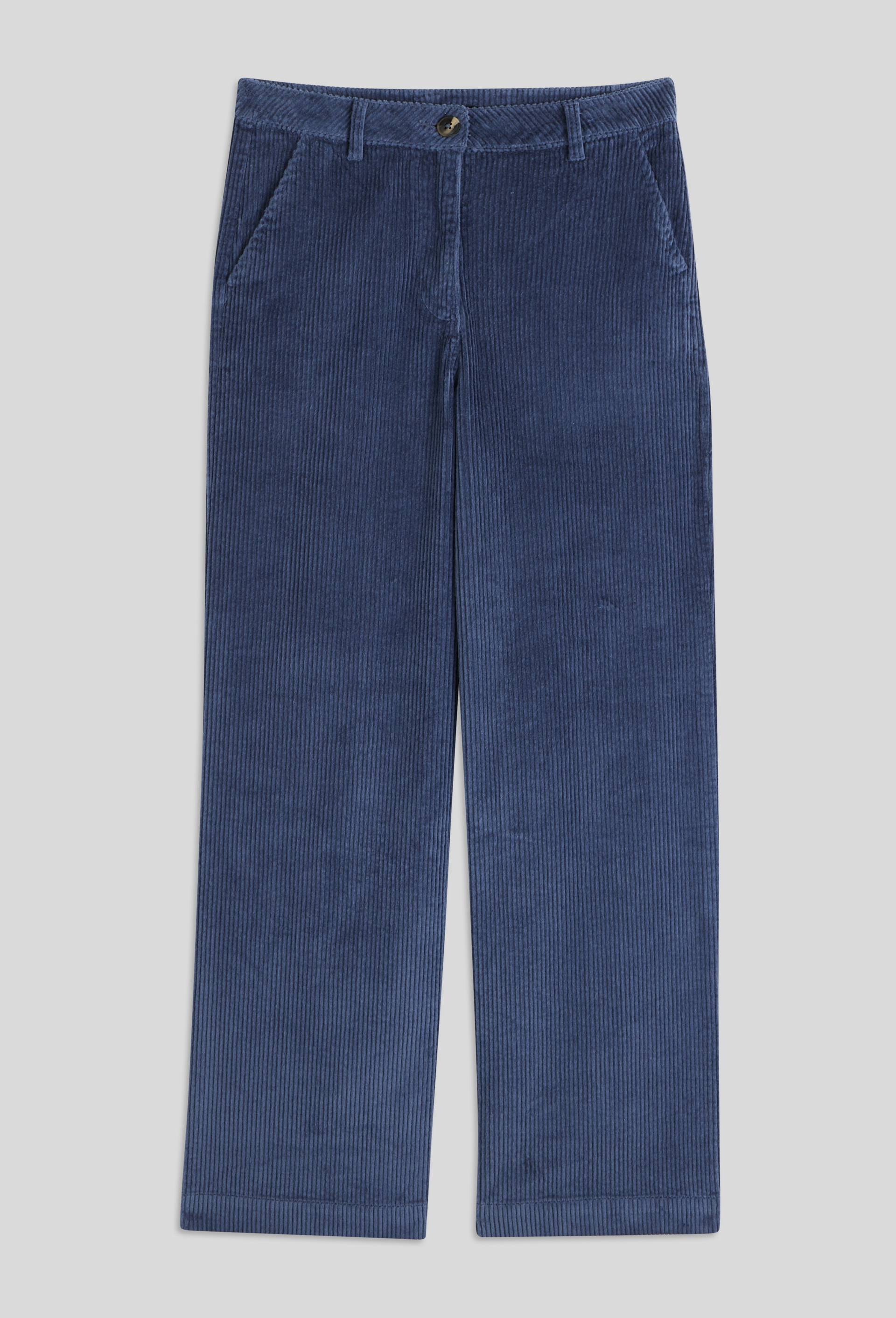 Pantalon large en velours uni, Bleu foncé, large image number 2