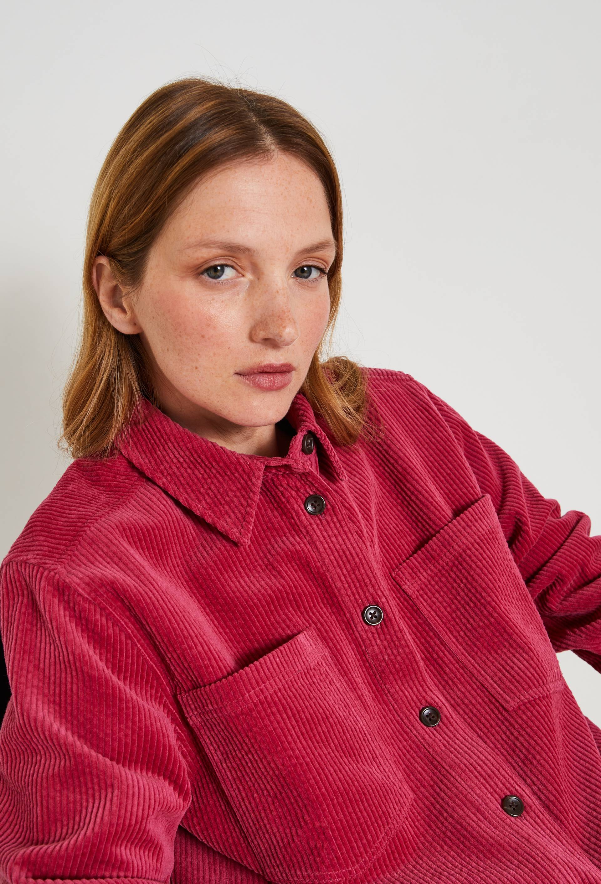 Chemise manches longues en velours en coton BIO GOTS, Rose foncé, large image number 0