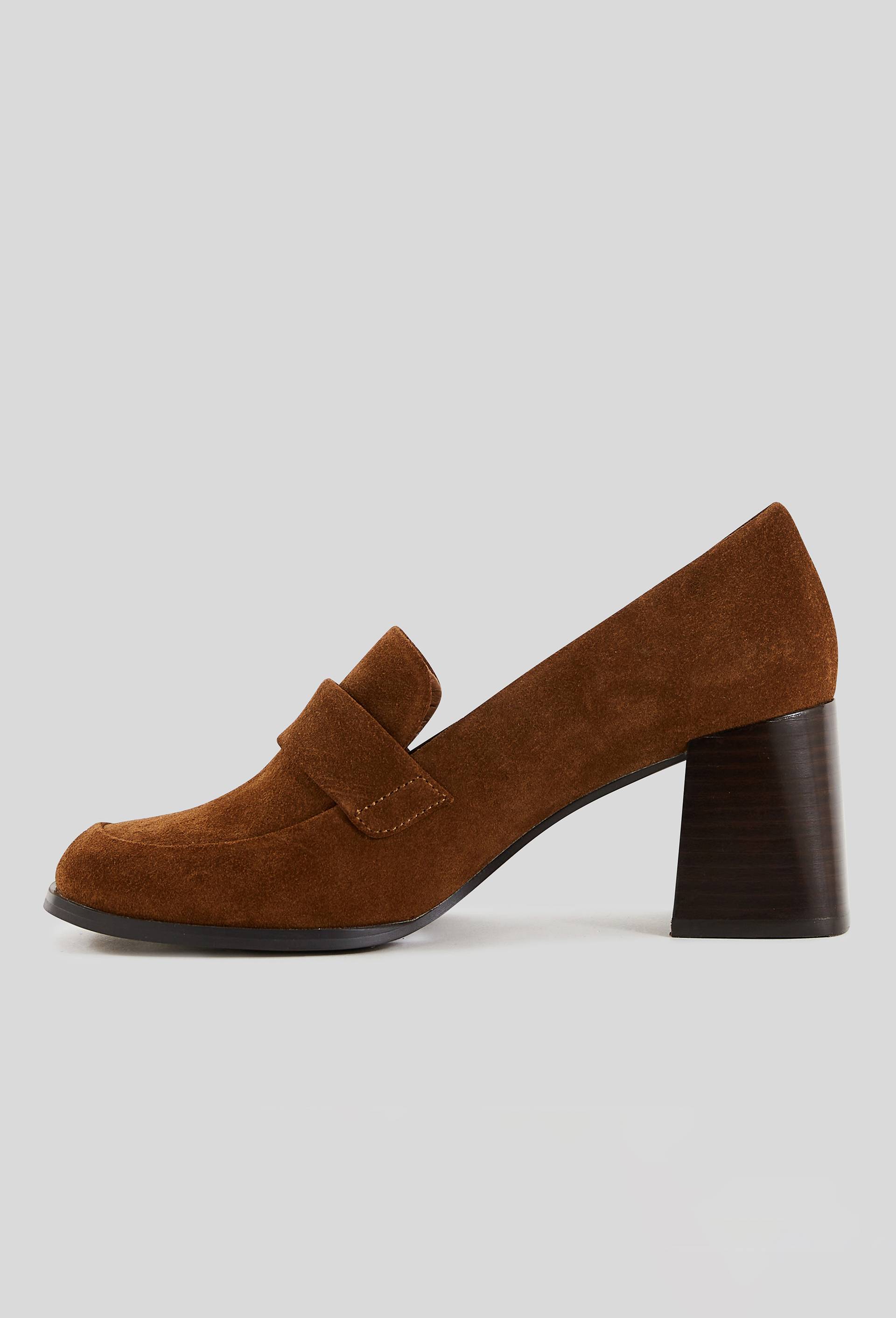 Mocassins &agrave; talon, cuir responsable, Brun, large image number 1