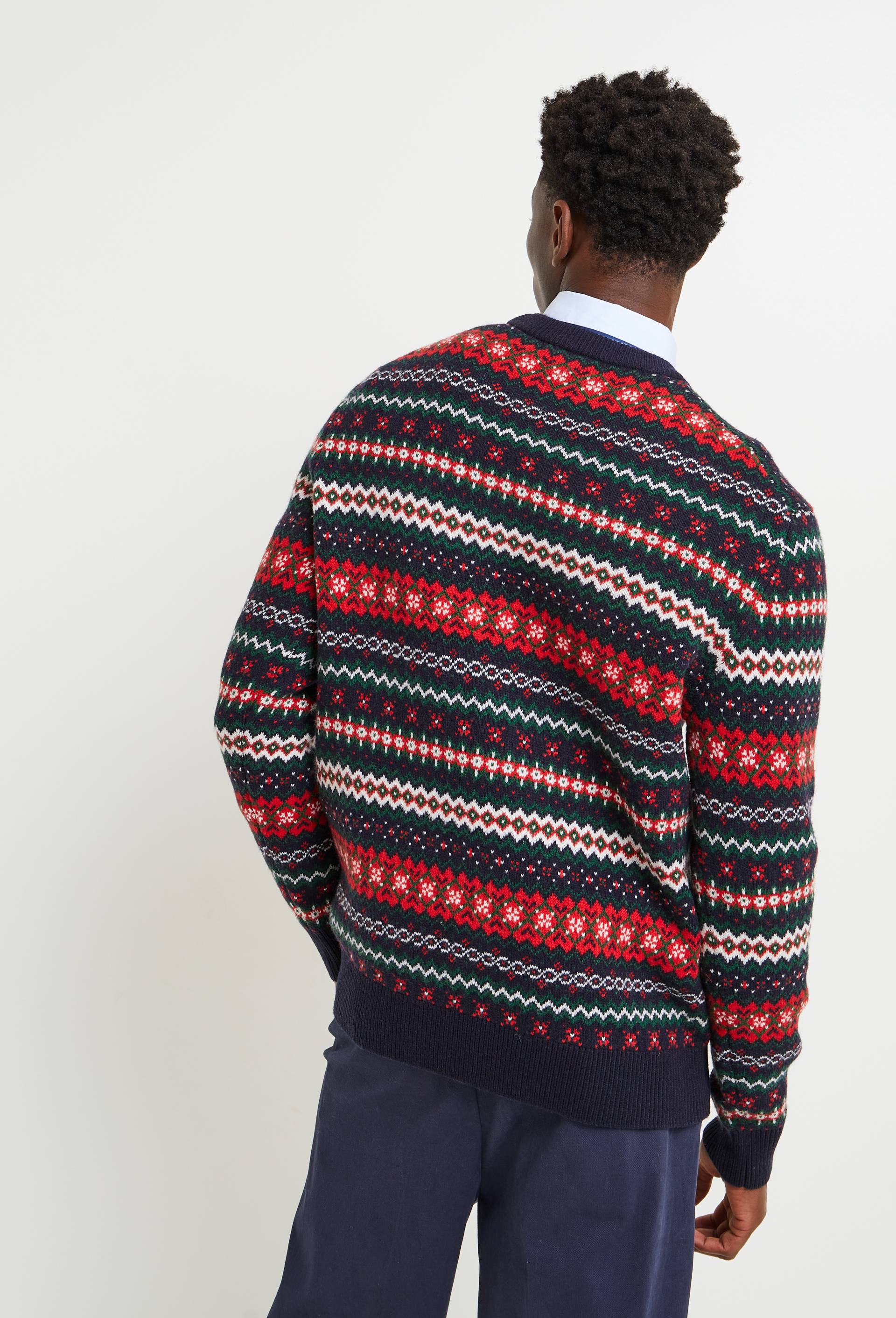 Pull jacquard de Noël contenant de la laine, Oeko-tex, Bleu foncé, large image number 1