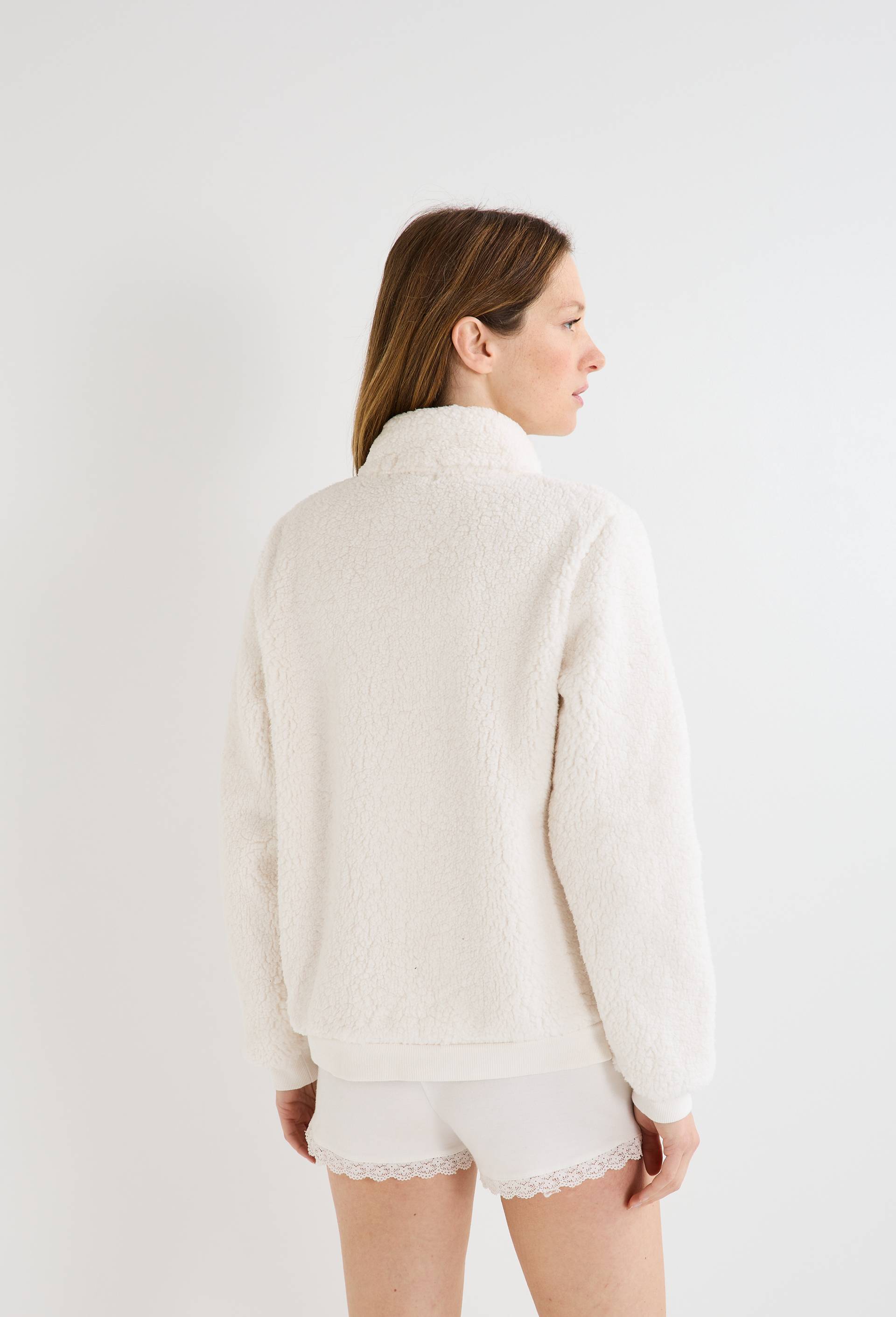Veste zippée col montant en sherpa, Blanc, large image number 1.0