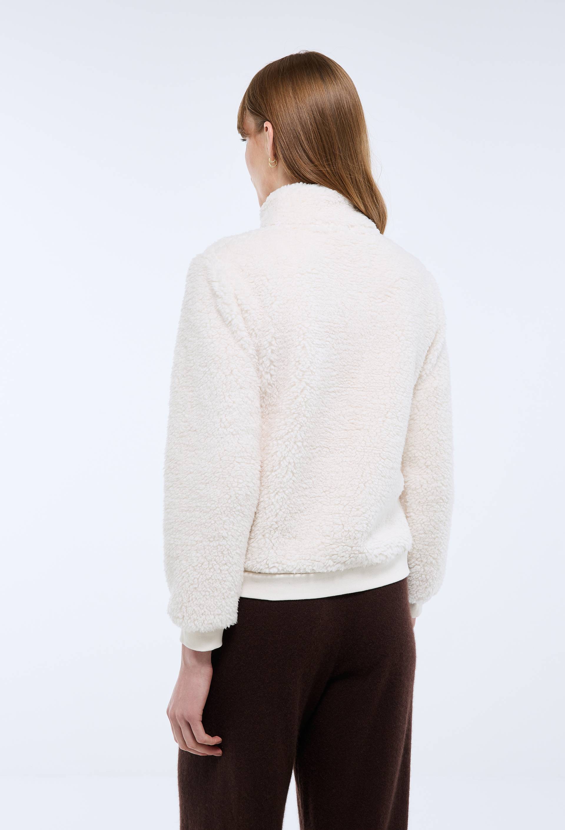 Veste zipp&eacute;e col montant en sherpa, Blanc, large image number 1