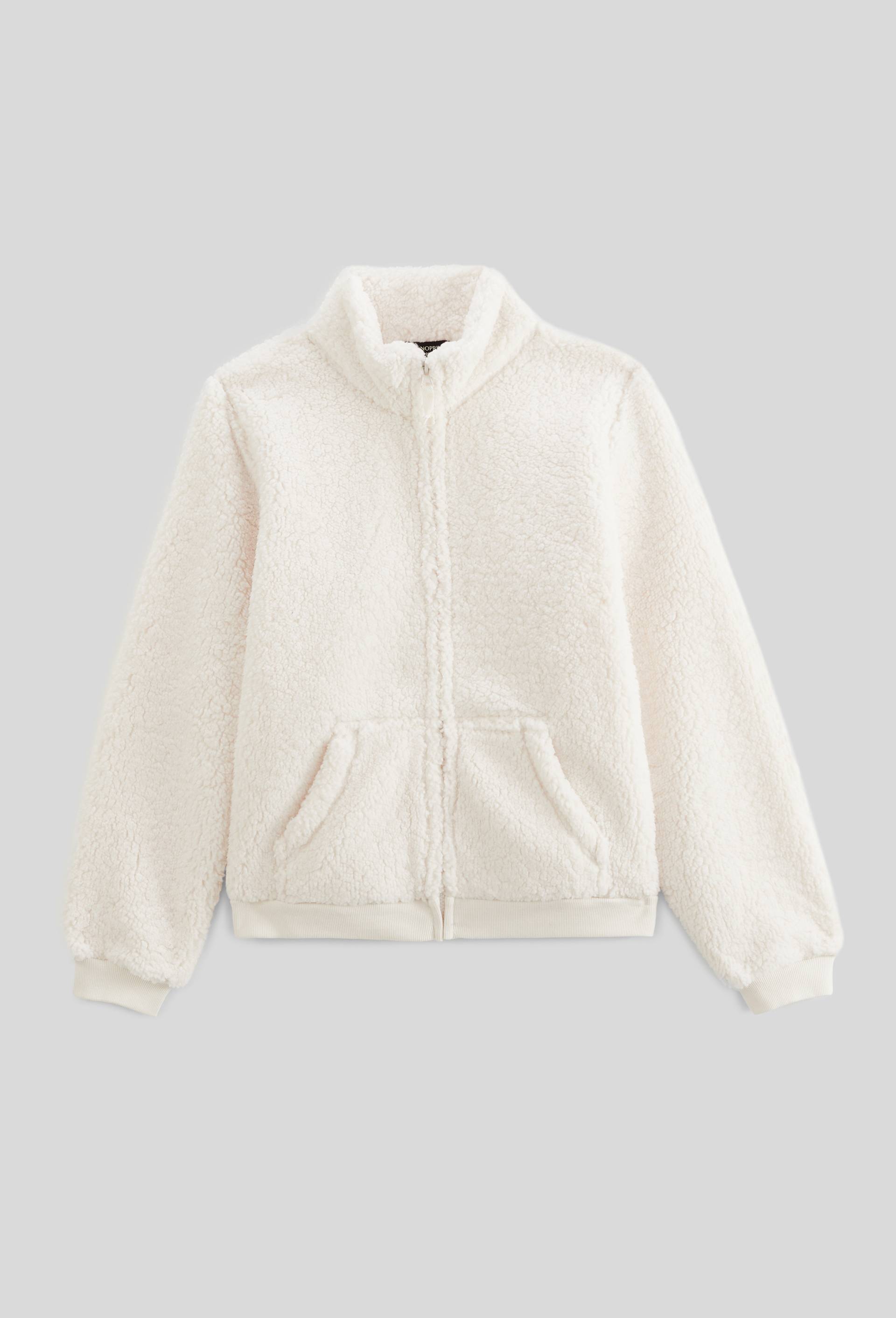 Veste zippée col montant en sherpa, Blanc, large image number 2.0