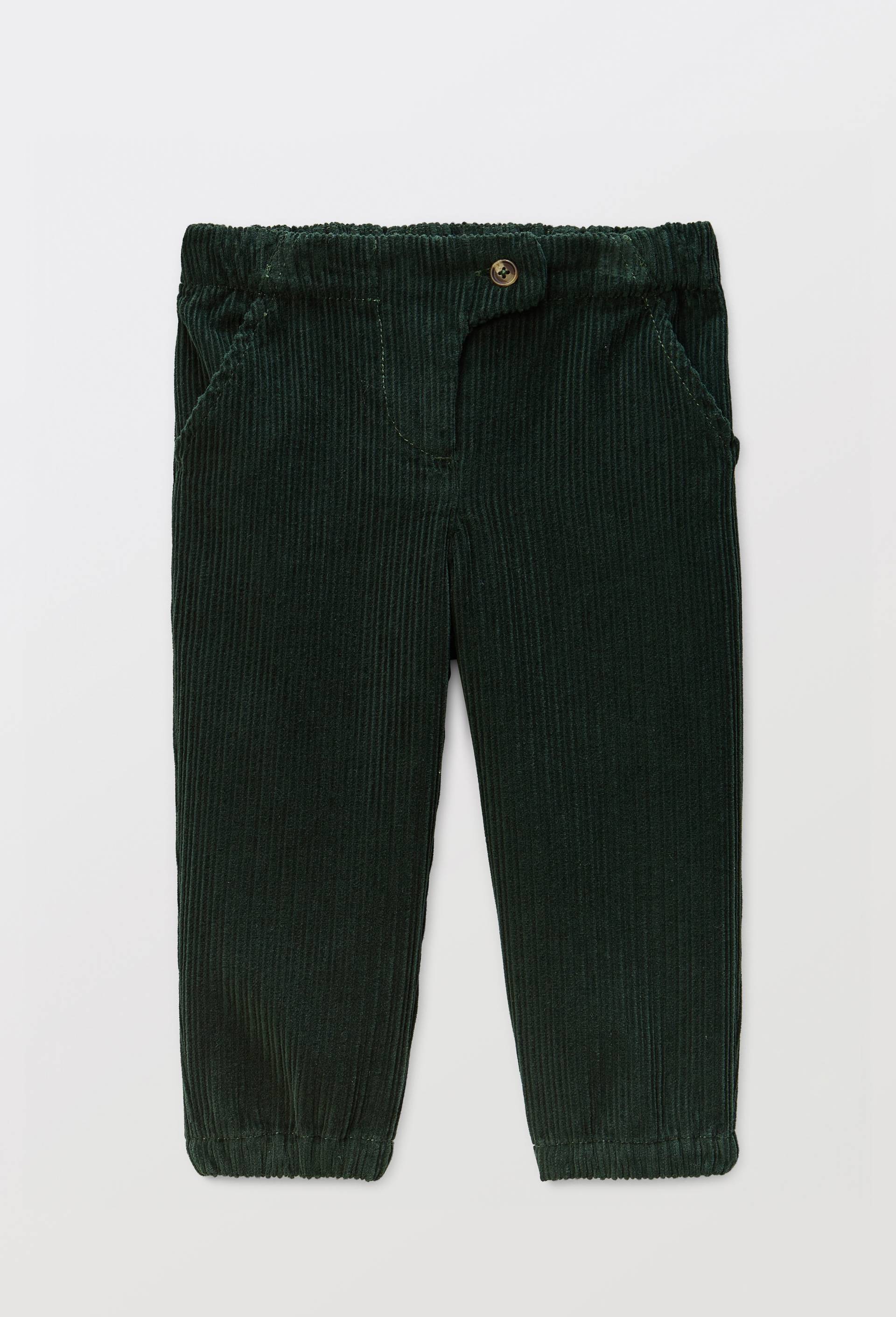 Pantalon uni en gros velours en coton BIO GOTS, Vert fonc&eacute;, large image number 0