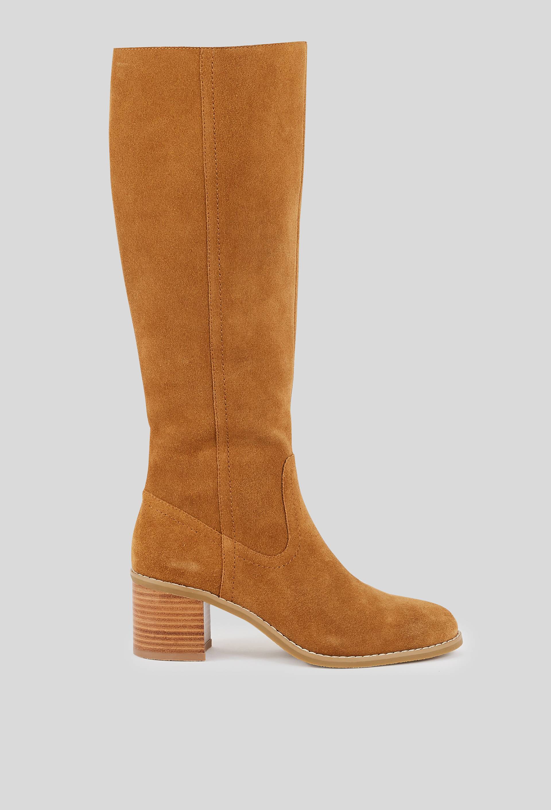 Bottes hautes, croûte de cuir responsable, Beige, large image number 0