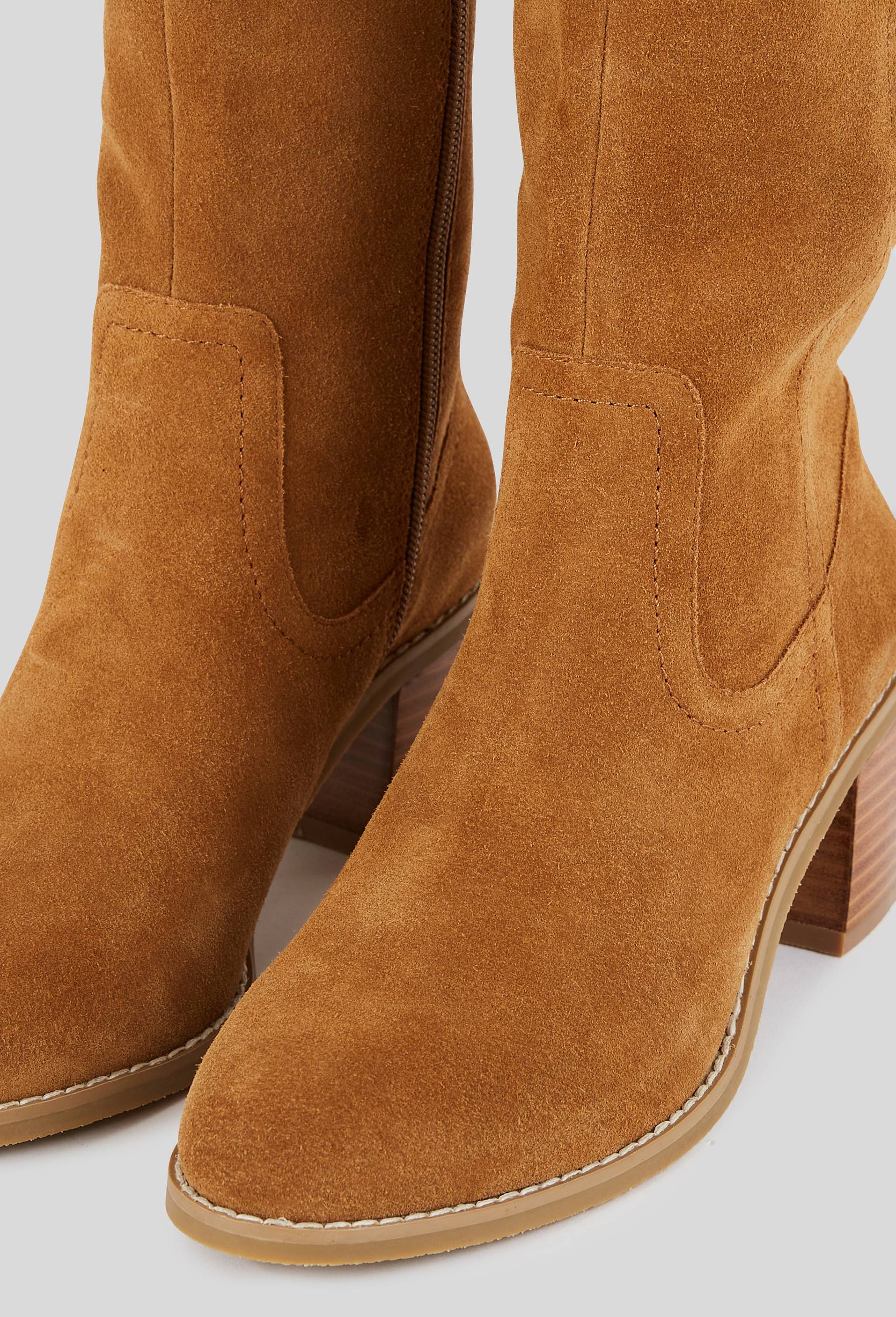 Bottes hautes, croûte de cuir responsable, Beige, large image number 2
