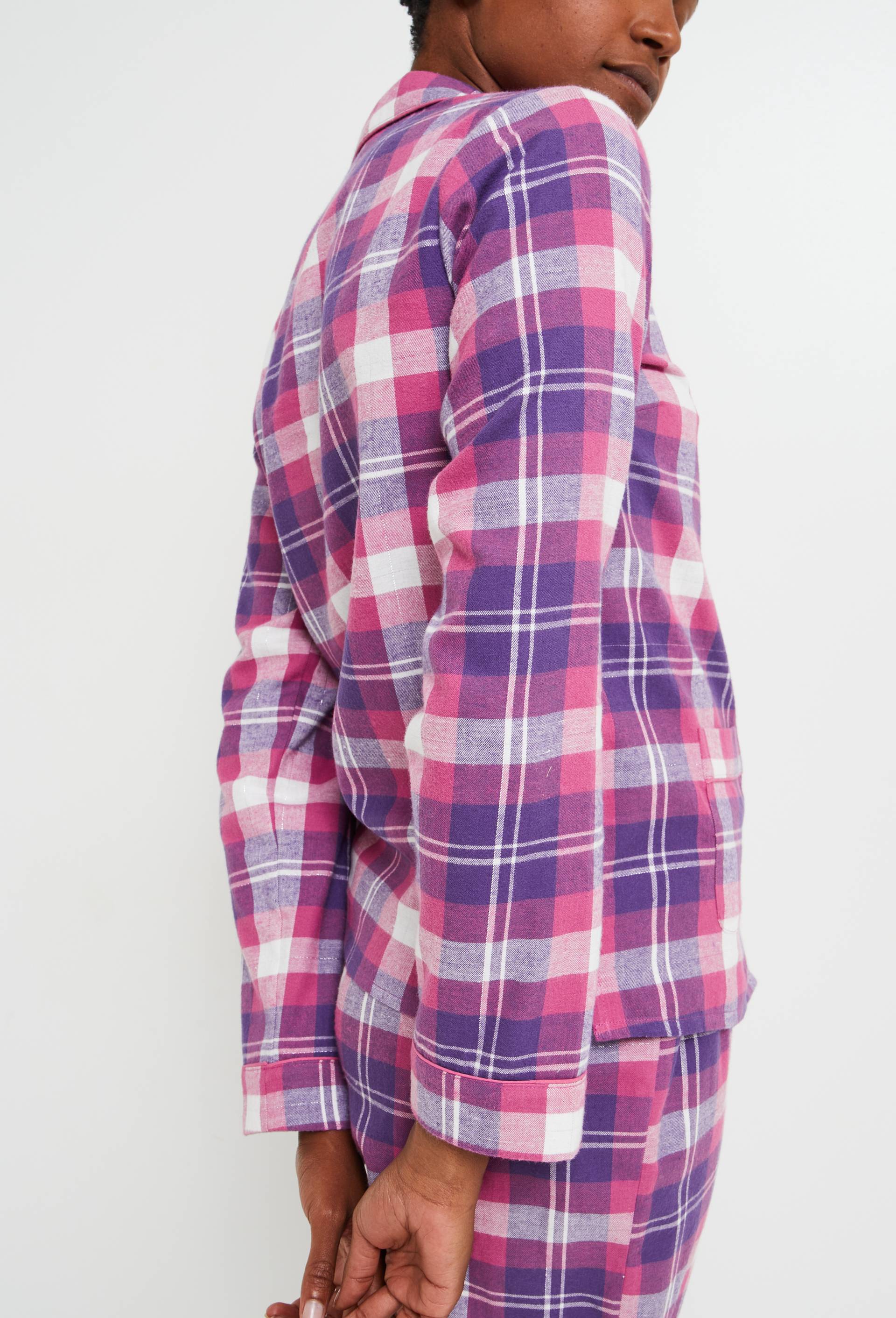 Ensemble Pyjama Coton Fleuri Manches Longues Boutonnage Violet Pyjama Femme Camille Violet Fleuri - 100% Jersey Coton - Manches Longues Boutonnée Confort Pyjama Femme Coton