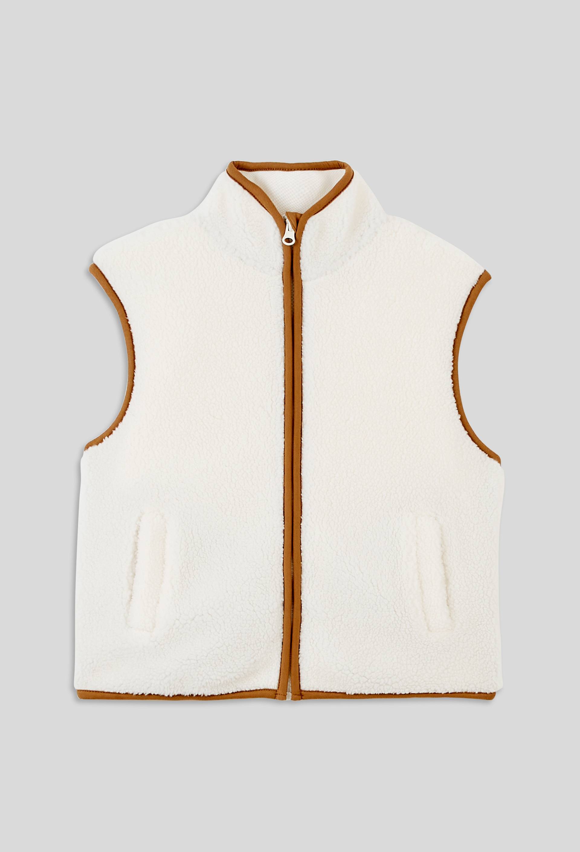 Veste en moumoute sans manches, certifi&eacute;e OEKO-TEX, Beige clair, large image number 2.0