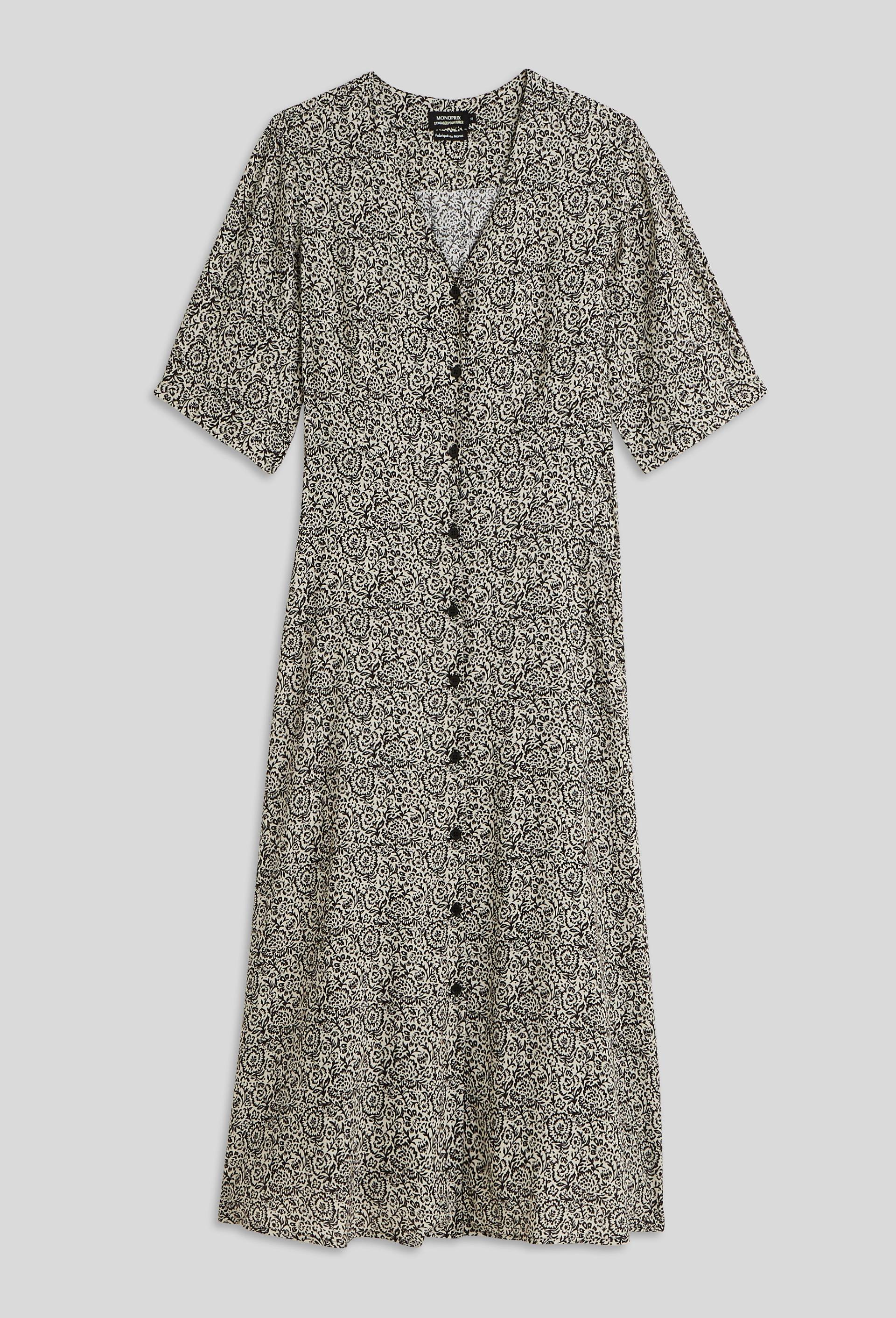 Robe midi cintrée imprimée, certifié Oeko-Tex, Beige clair, large image number 2