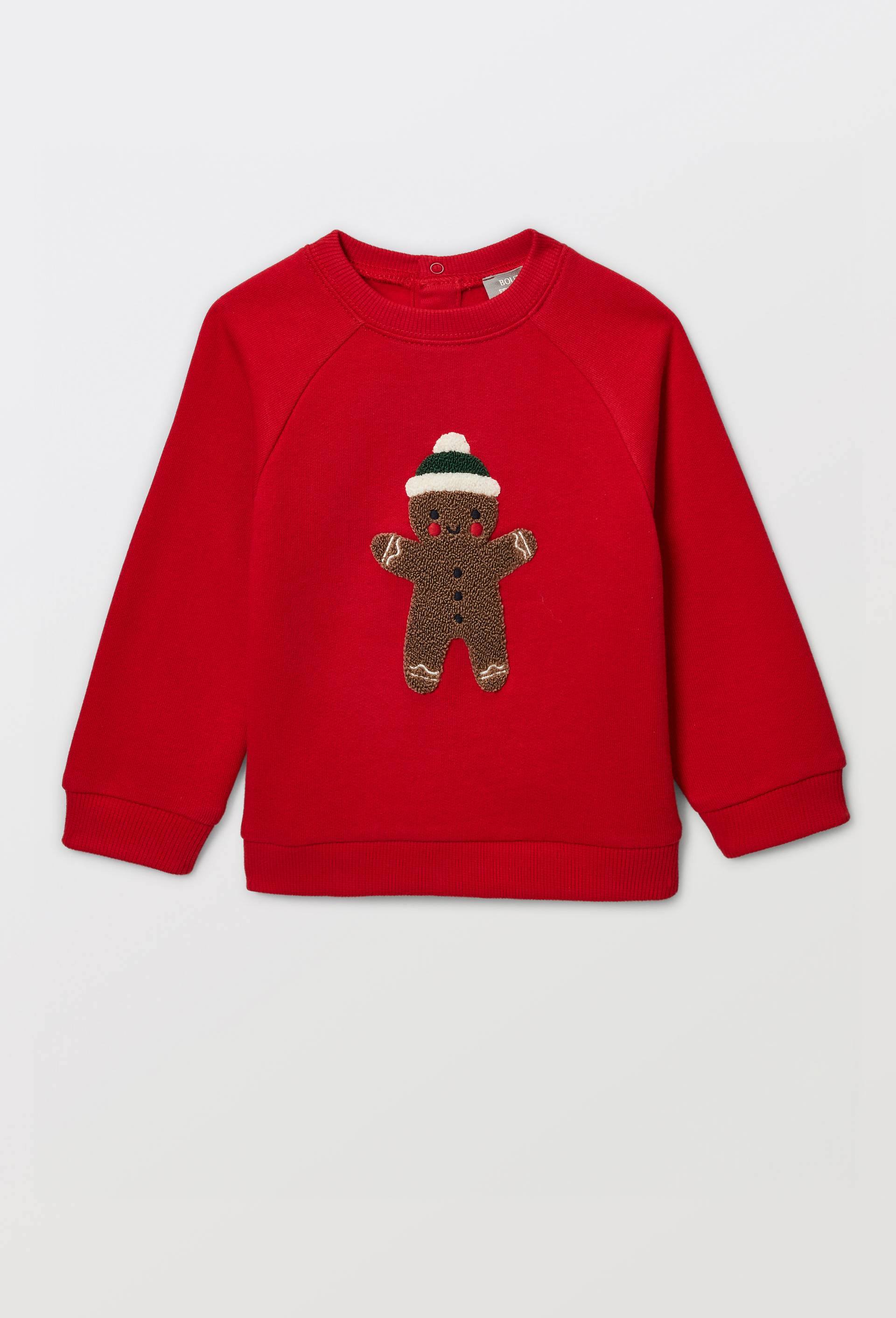 Sweat brod&eacute; en coton BIO GOTS, Rouge, large image number 0.0