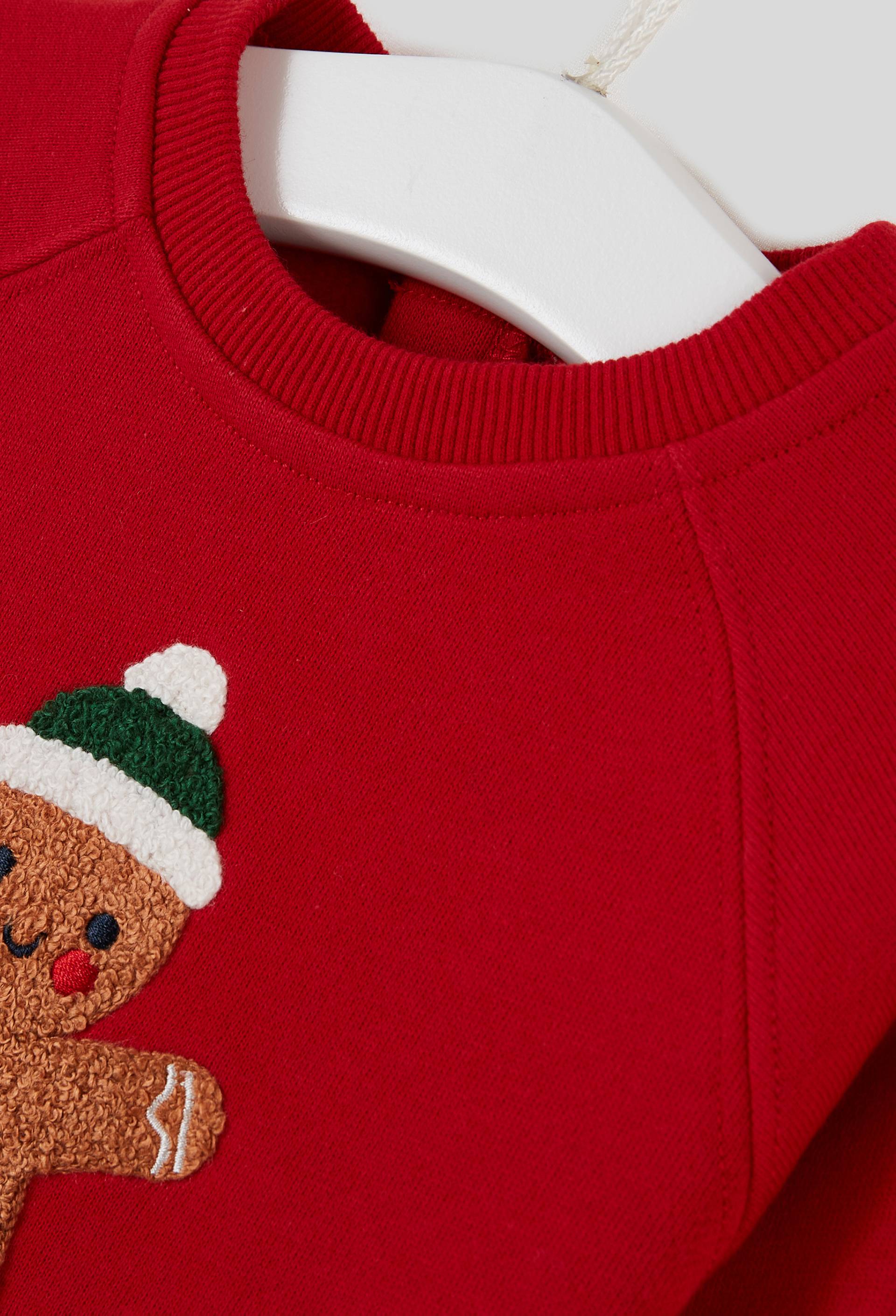 Sweat brod&eacute; en coton BIO GOTS, Rouge, large image number 2