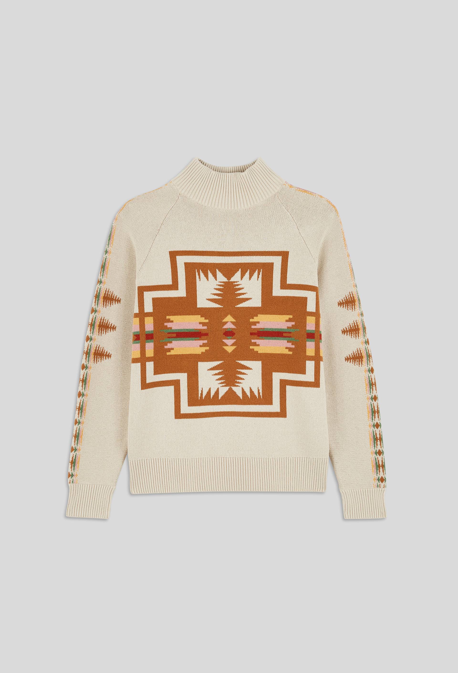 Pull col montant motif en coton, certifié OEKO-TEX, Ecru, large image number 1