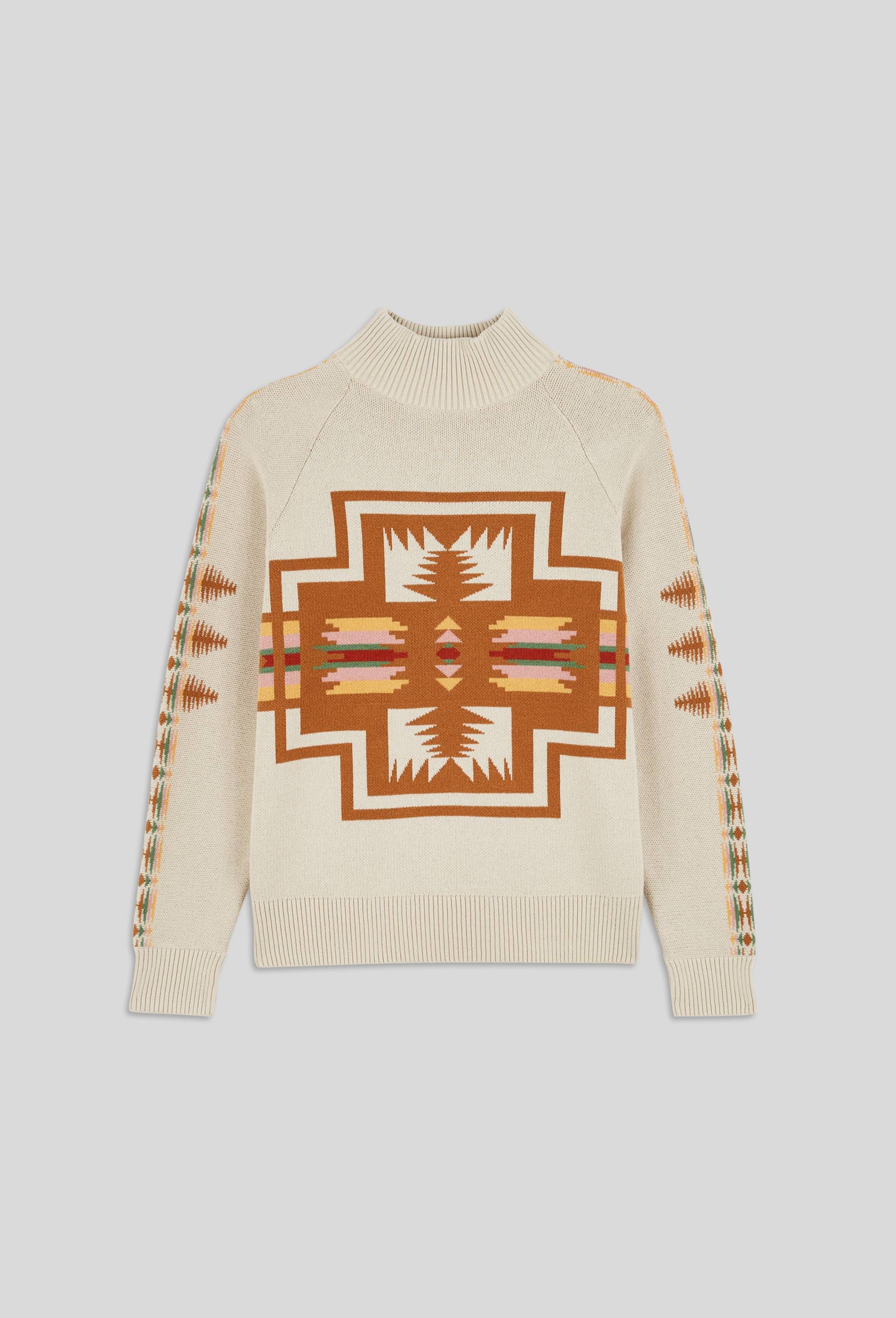 Pull col montant motif en coton, certifié OEKO-TEX, Ecru, large image number 2
