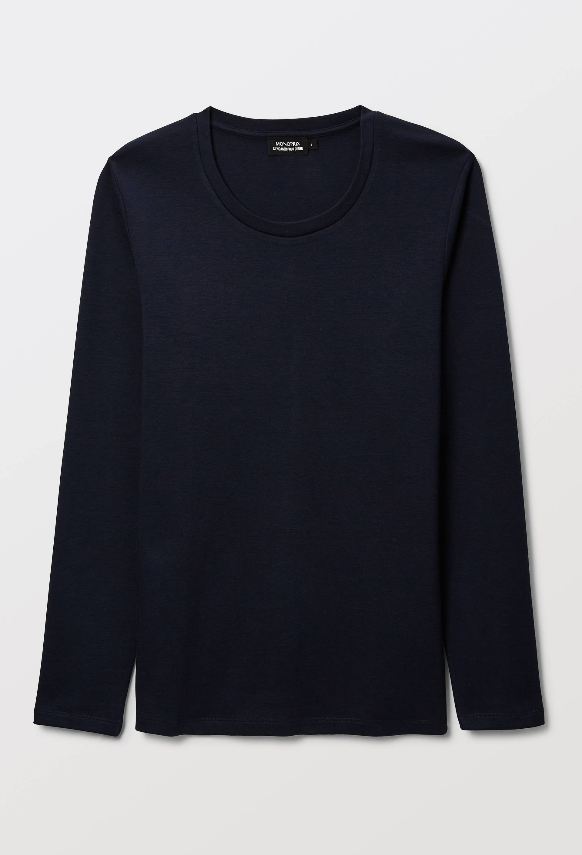 T-shirt chaud manches longues en coton BIO GOTS, Bleu fonc&eacute;, large image number 2