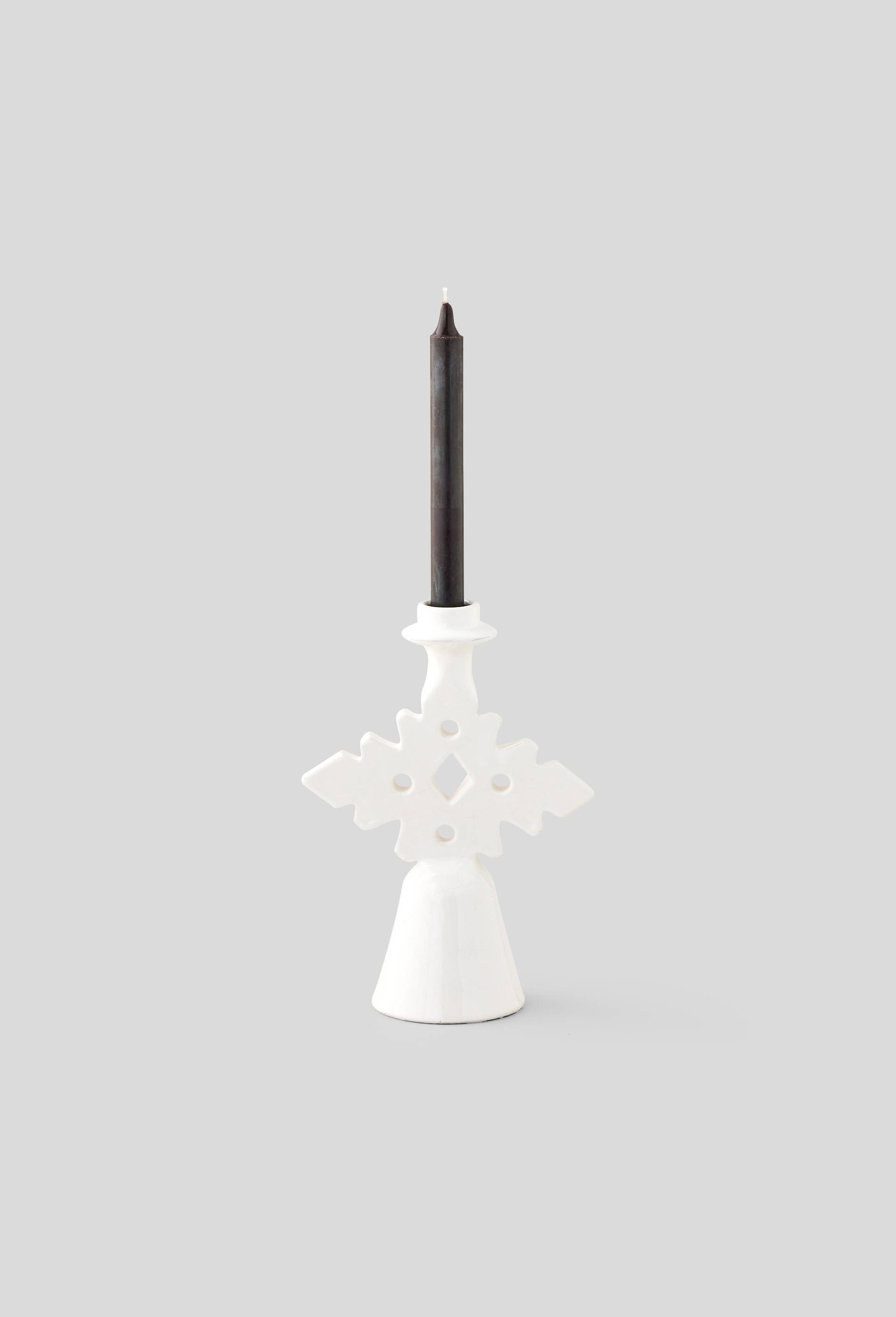Bougeoir croix en terre cuite, Made in Maroc, Blanc, large image number 0