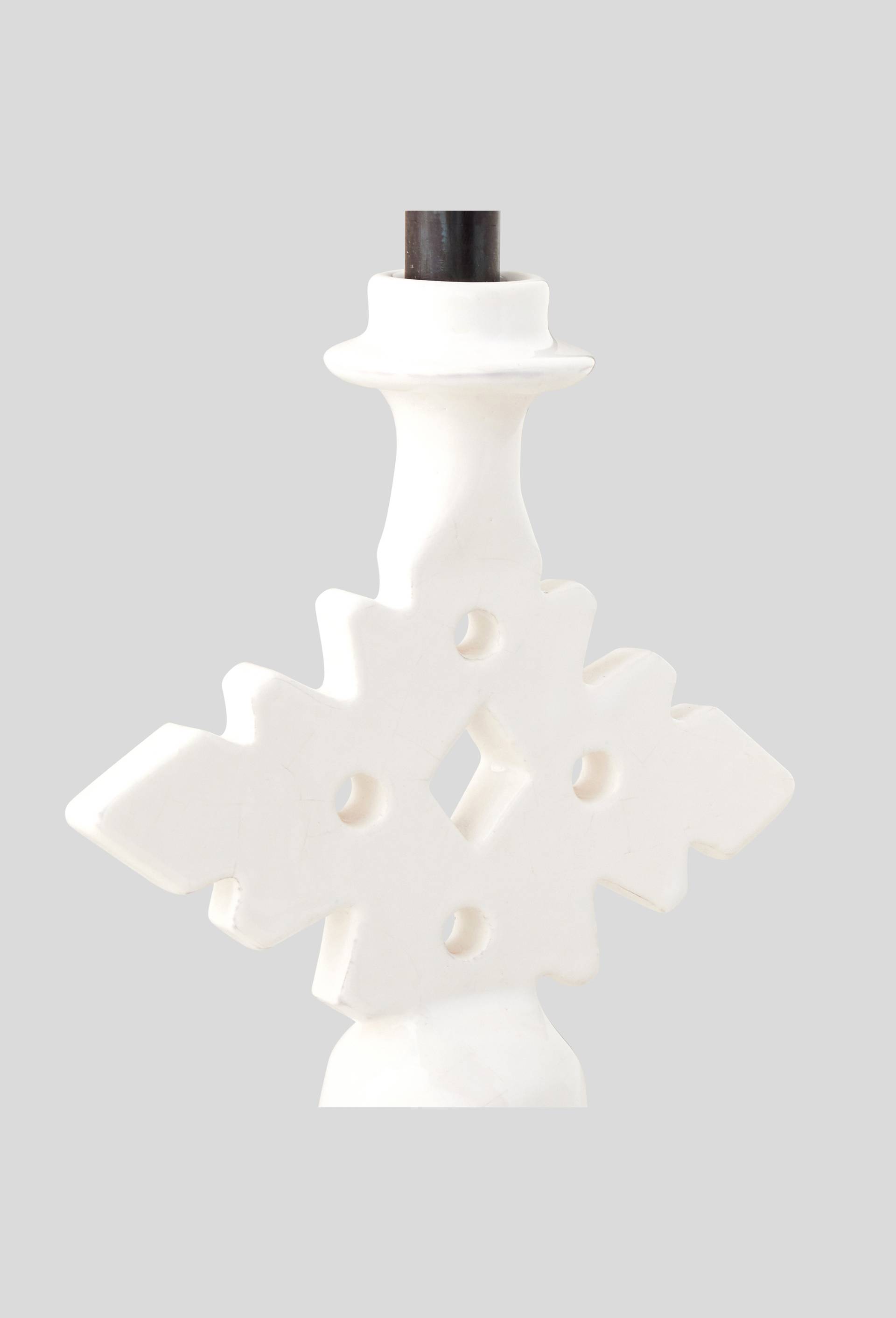 Bougeoir croix en terre cuite, Made in Maroc, Blanc, large image number 1