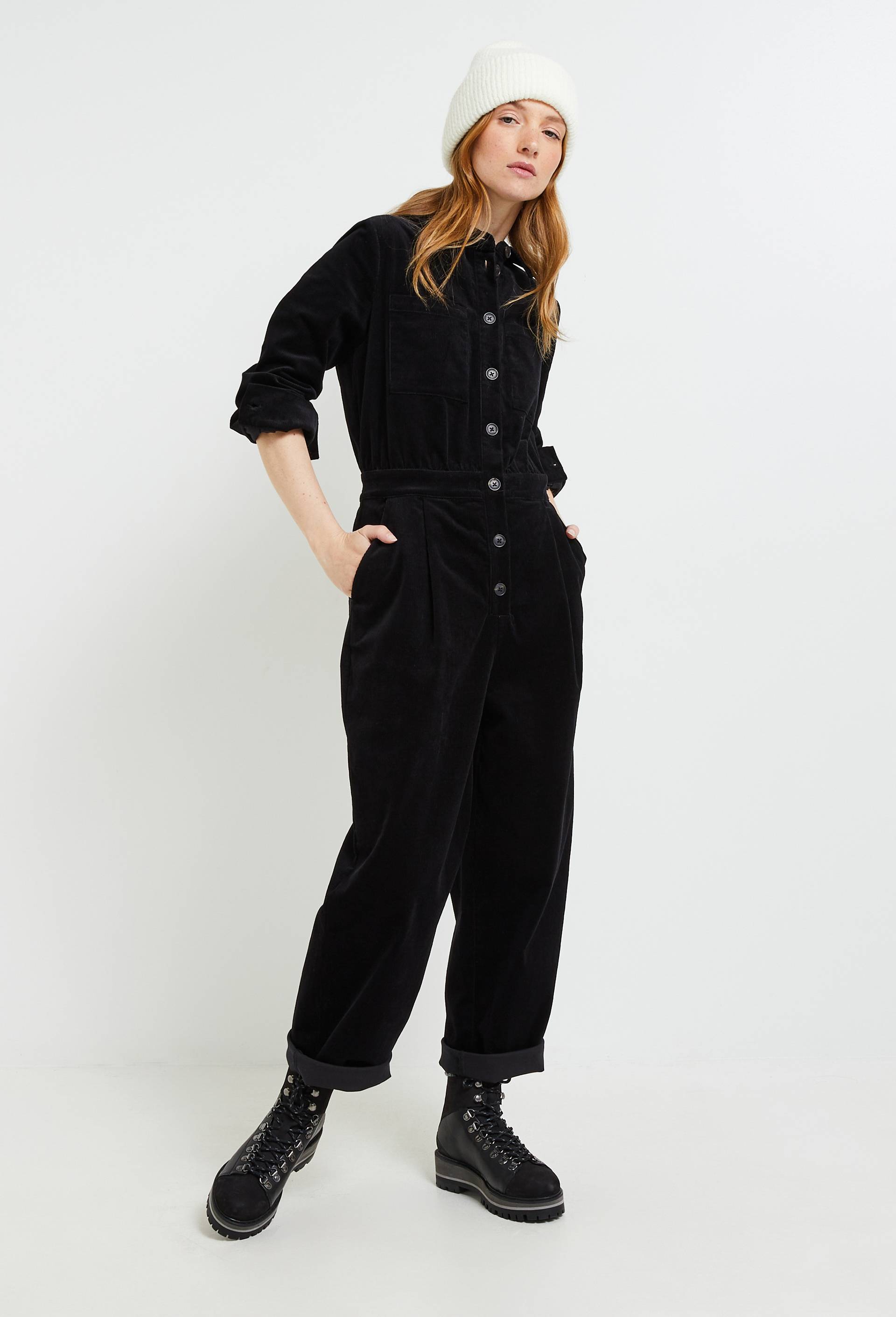 Combinaison pantalon en velours, Noir, large image number 1