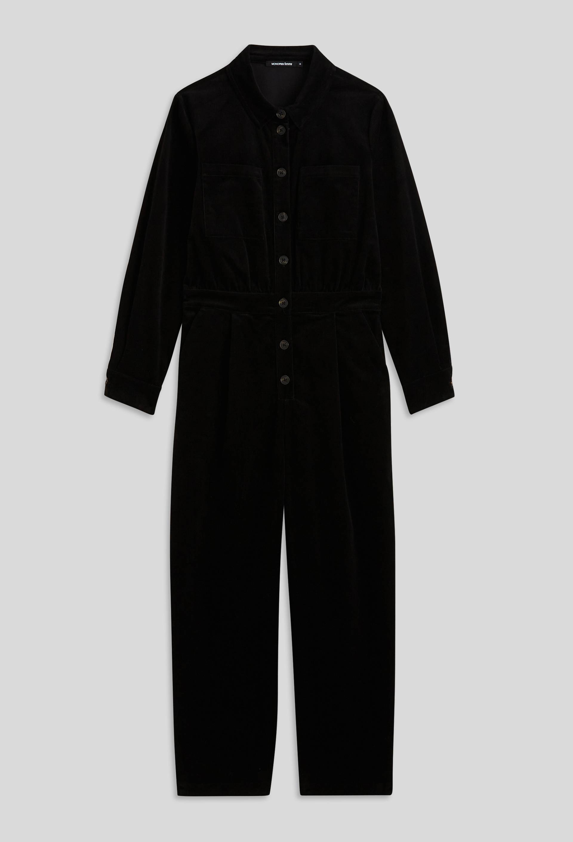 Combinaison pantalon en velours, Noir, large image number 2