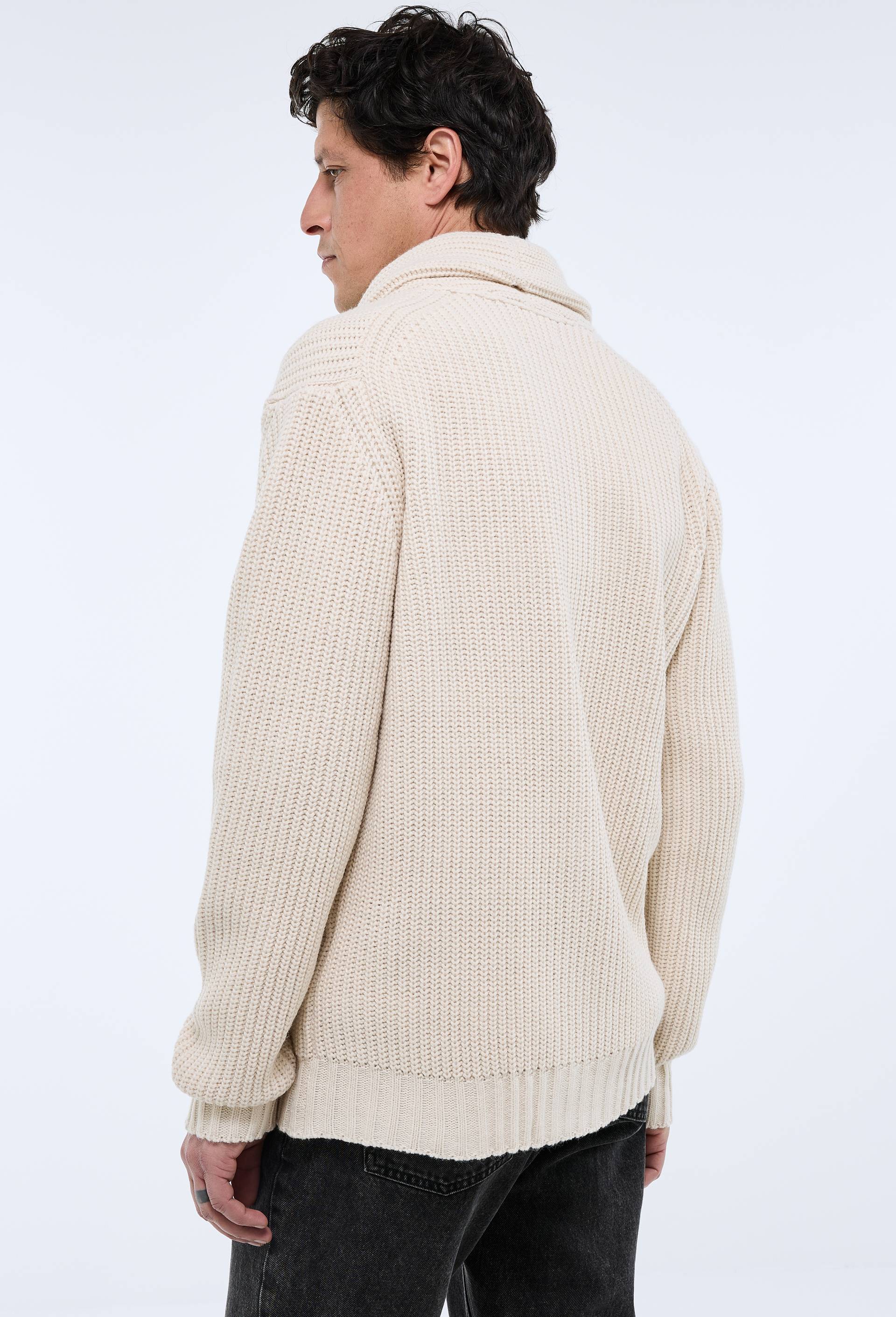 Gilet col ch&acirc;le boutonn&eacute;, Ecru, large image number 2
